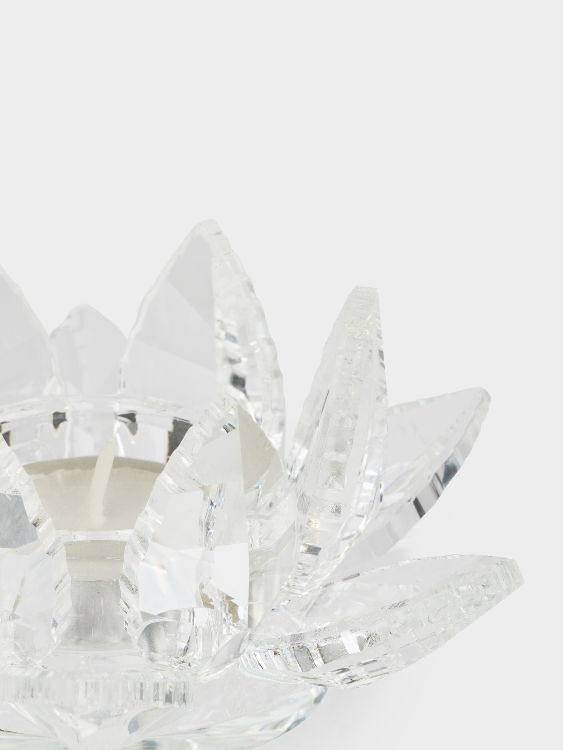 Candlestick, 13 cm, for tea candle, crystal glass, Lotus, Crystal flower, image-1