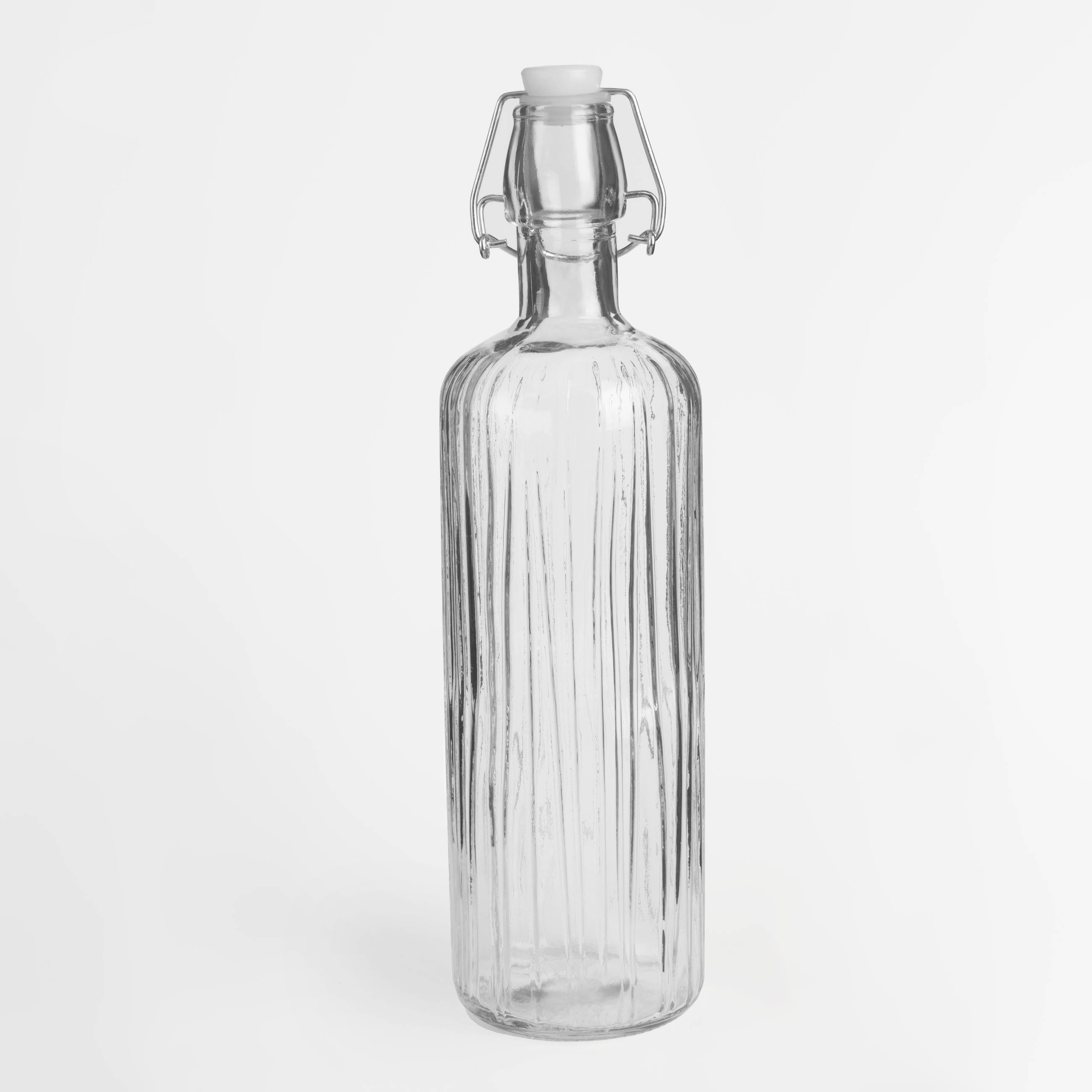 Bottle for oil or vinegar, 700 ml, with clip, glass R/metal, Ribby, image-0