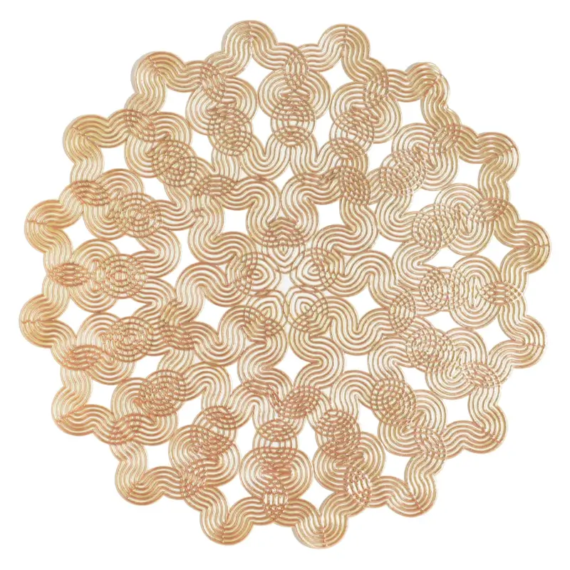 Placemat, 38 cm, PVC, round, golden, Spirals, Azhur Grid ,image-0