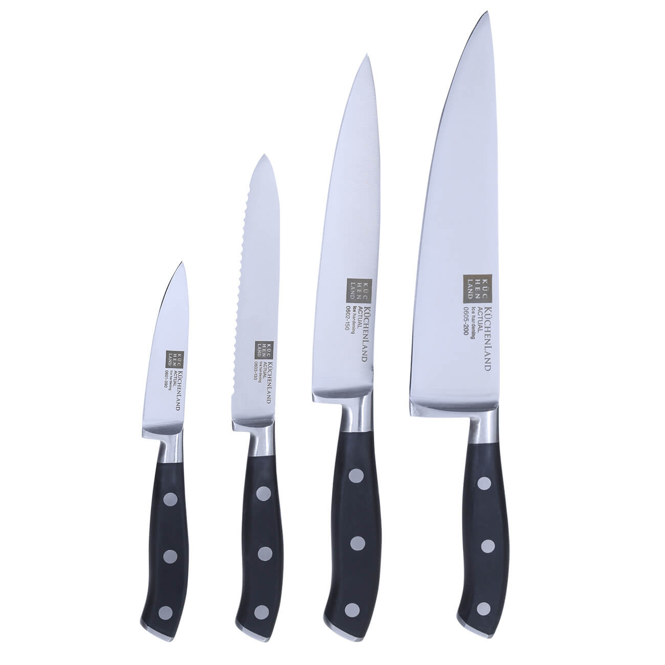 Knife set, 4 pr, steel / plastic, Actual
