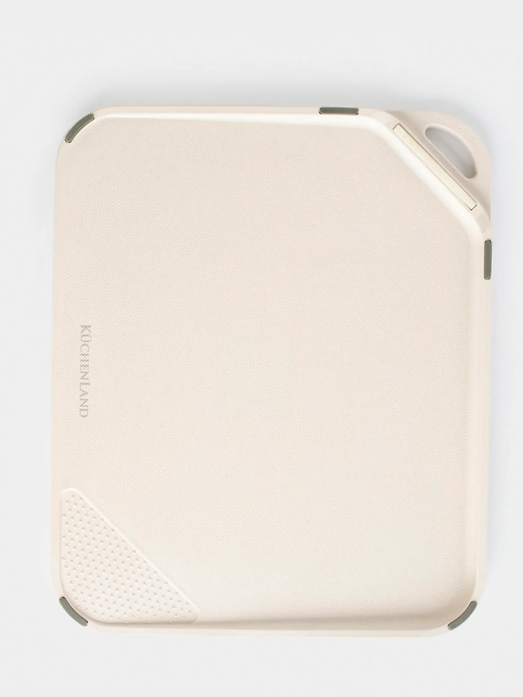 Cutting board, 23x28 cm, with sharpener / garlic grater, plastic, beige, Soft kitchen