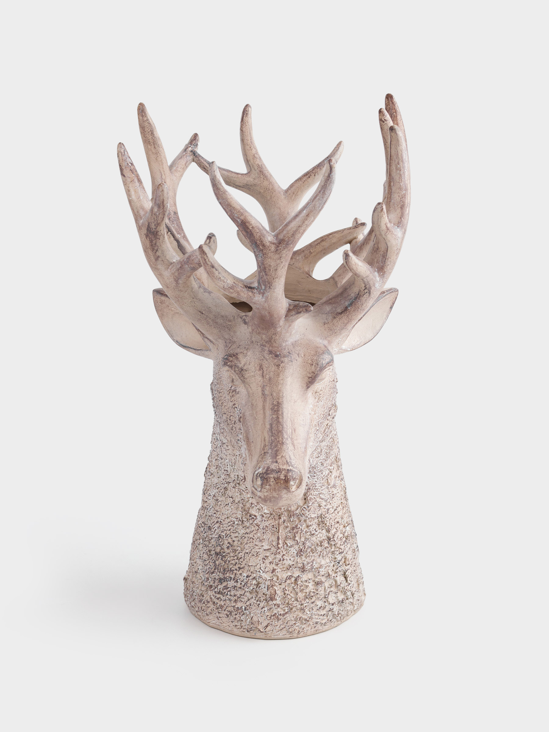 Decorative vase, 40 cm, polyresin, brown, Deer head, Deer, image-0