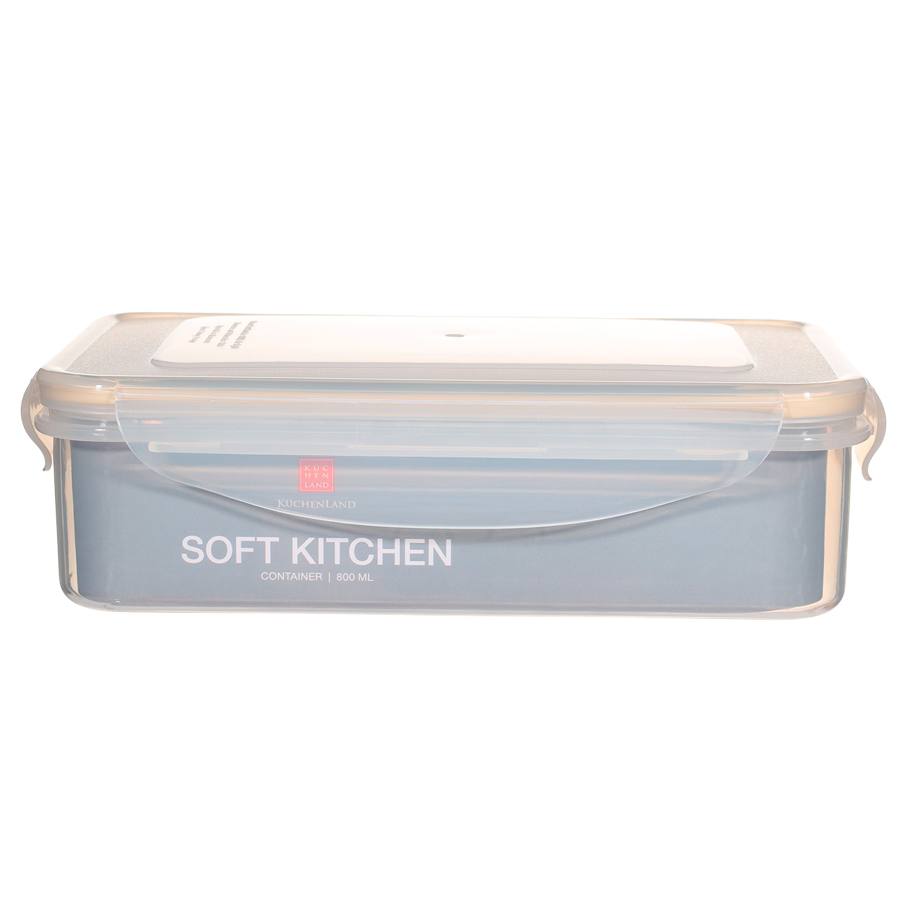Container, 800 ml, with clips, plastic / silicone, rectangular, beige, Roomy clip, image-2