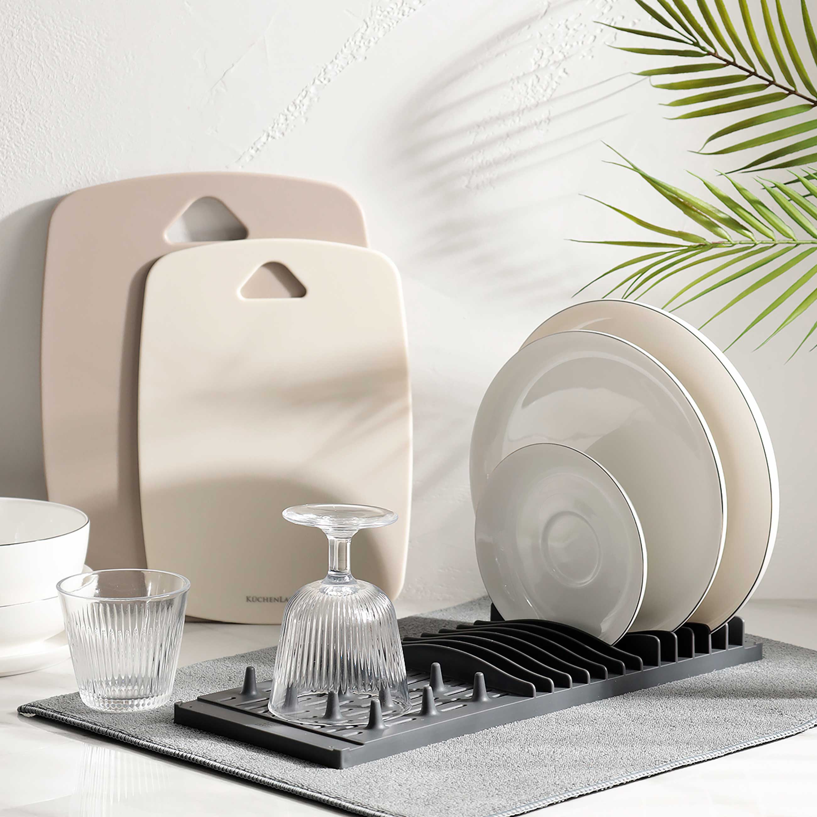 Cutting board, 30/35 cm, 2 pcs, plastic, milk/gray-brown, Soft kitchen