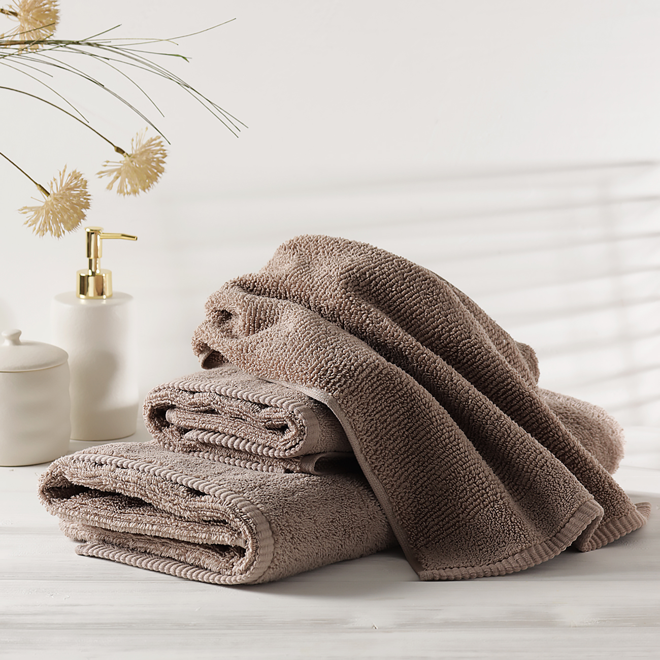 Towel, 70x140 cm, cotton, brown, Terry cotton, image-0