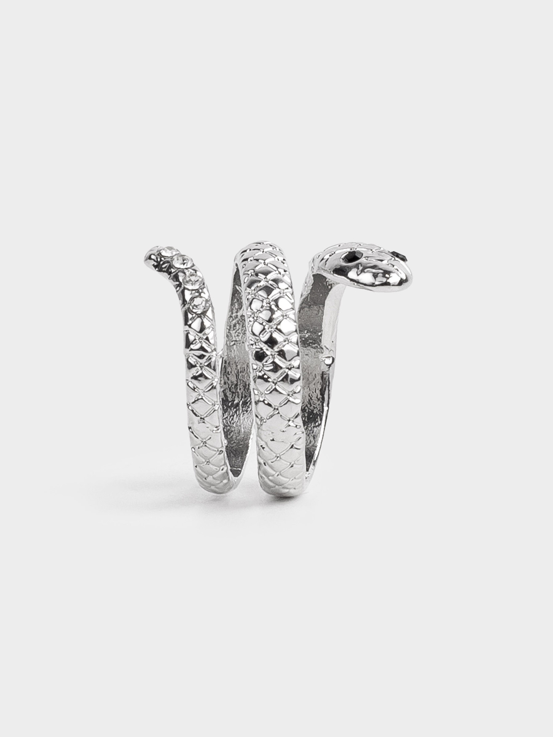 Ring, size S-M, single size, metal, Silver, Snake, Jewelry snake