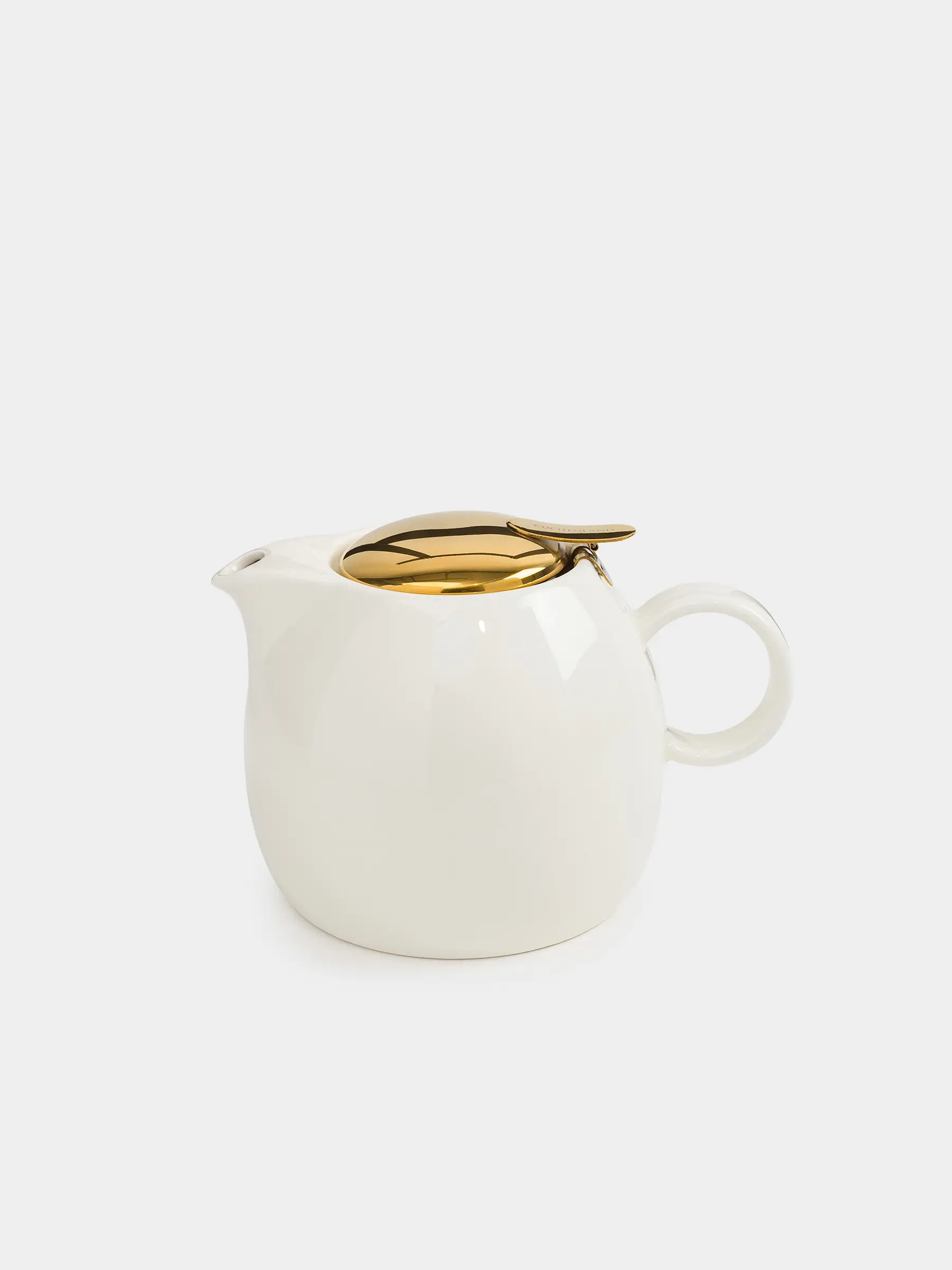 Teapot, 1 l, ceramic / steel, milky gold, Flower, Kettle ceramo, image-0