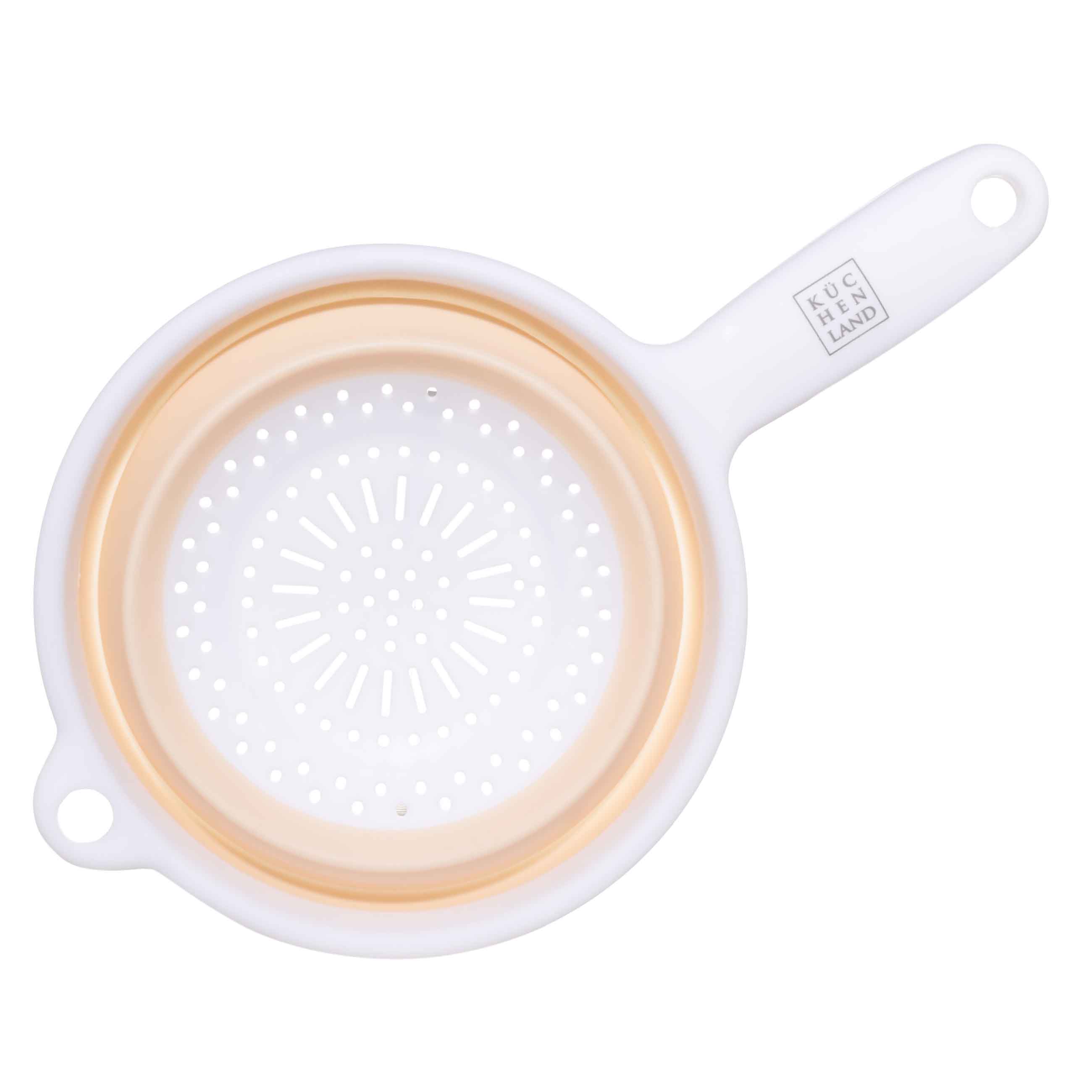 Colander, 33 cm, foldable, with handle, plastic / rubber, gray-beige, Foldaway
