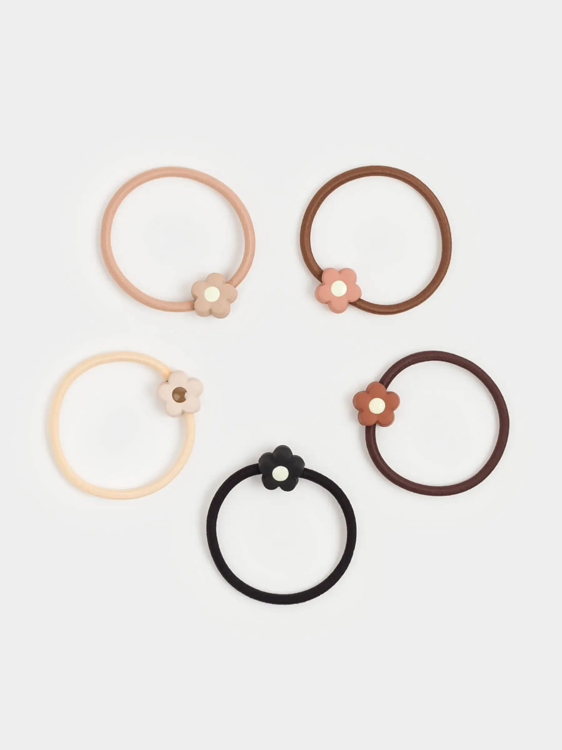 Elastic band for hair, 4 cm, 5 pcs, Polyester / plastic, mix, Flower, Gracile