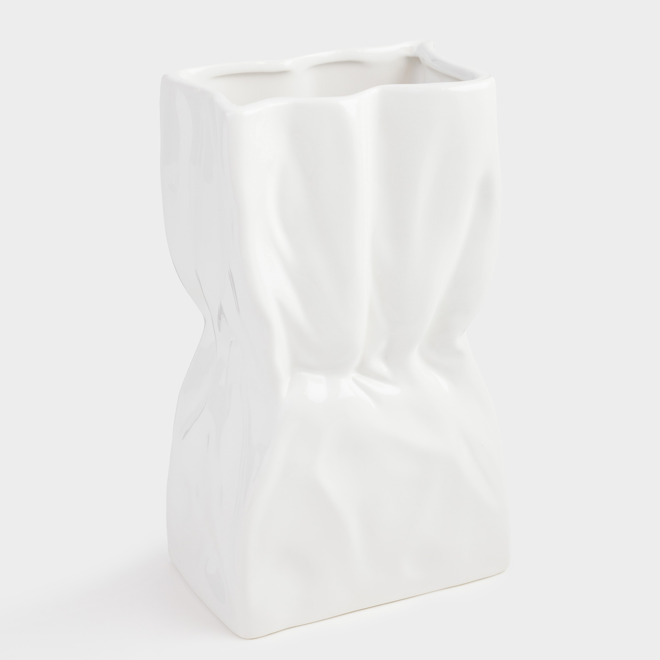 Flower vase, 24 cm, ceramic, white, Crease, Crumple, image-2