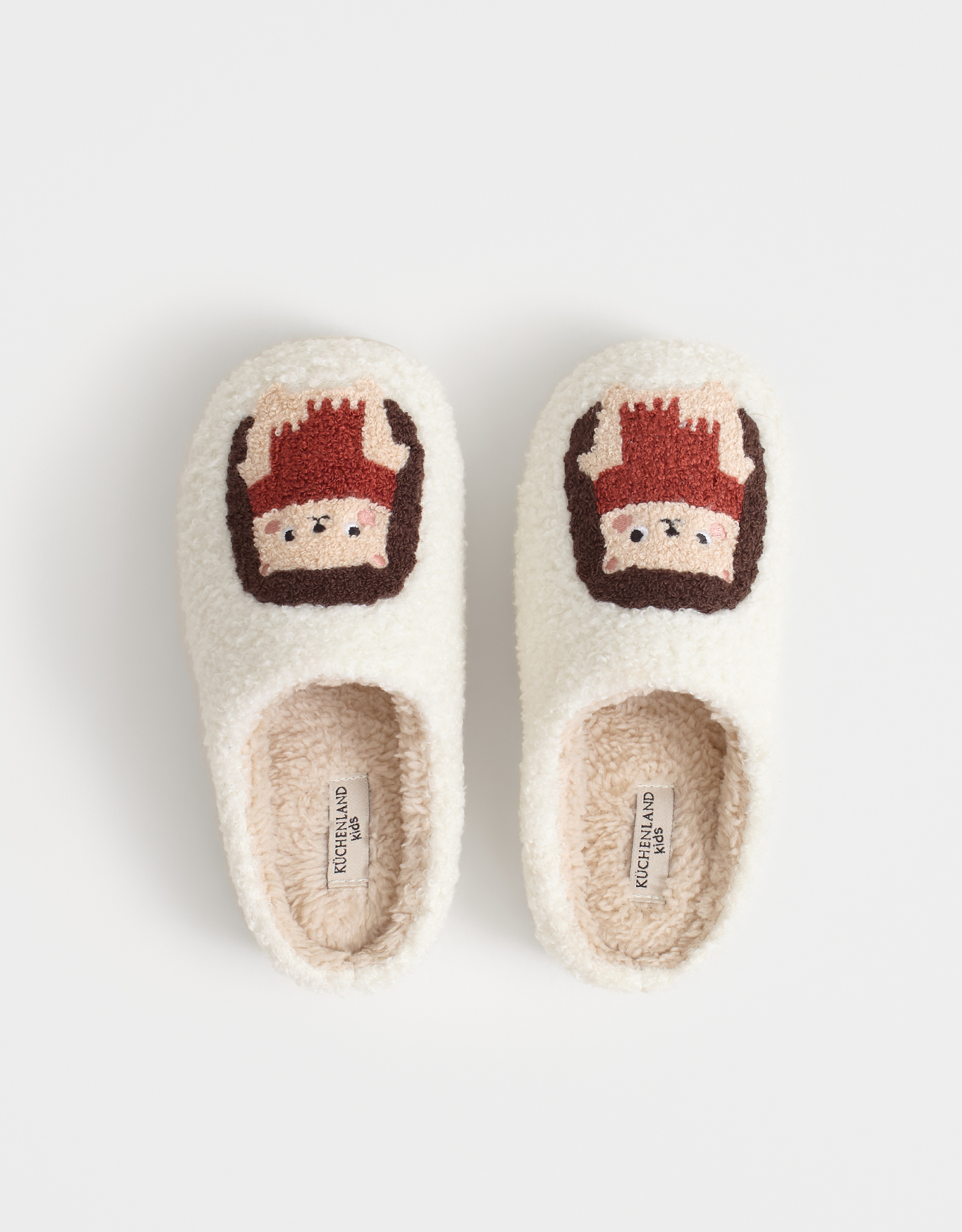 Children's slippers, homewear,size 33, artificial fur, milky, Hedgehogs, Needed, image-1