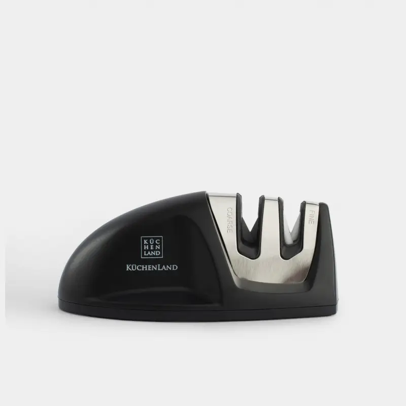 Knife Sharpener, 10 cm, 2-Stage sharpening, black, oval-shaped, Accessories ,image-0
