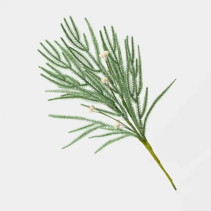 Decorative branch, 48 cm, plastic / foam, Spruce with white berries, White berry