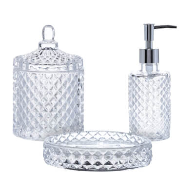 Bathroom set, 3 pr, glass / plastic, Naiad ,image-0