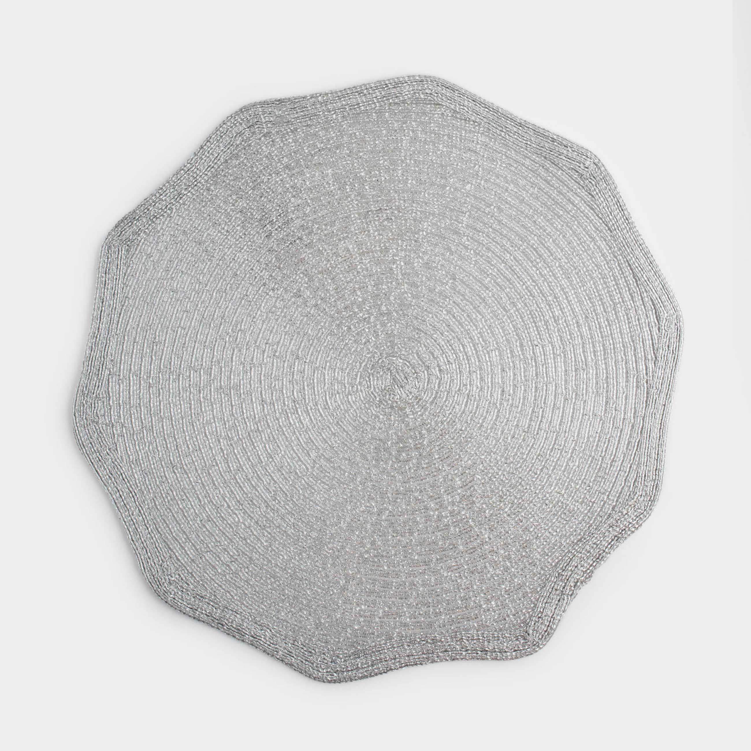 Placemat, 38 cm, polyester, curly, silver, Rotary shine, image-0