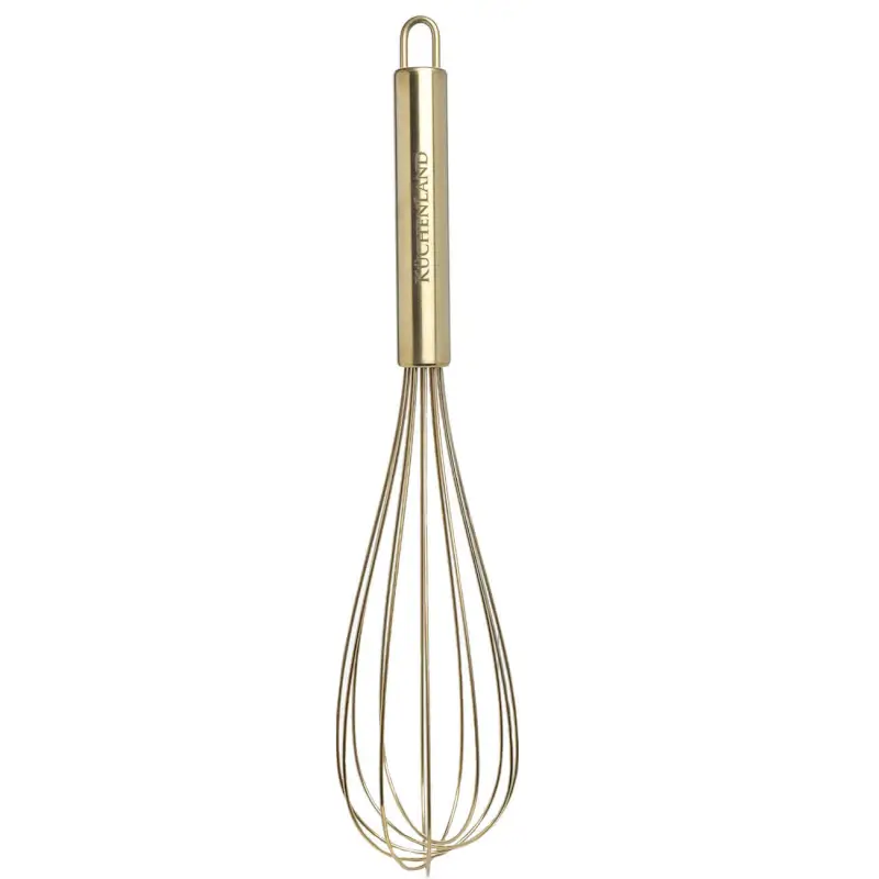 Whisk, 30 cm, steel, golden, Device gold