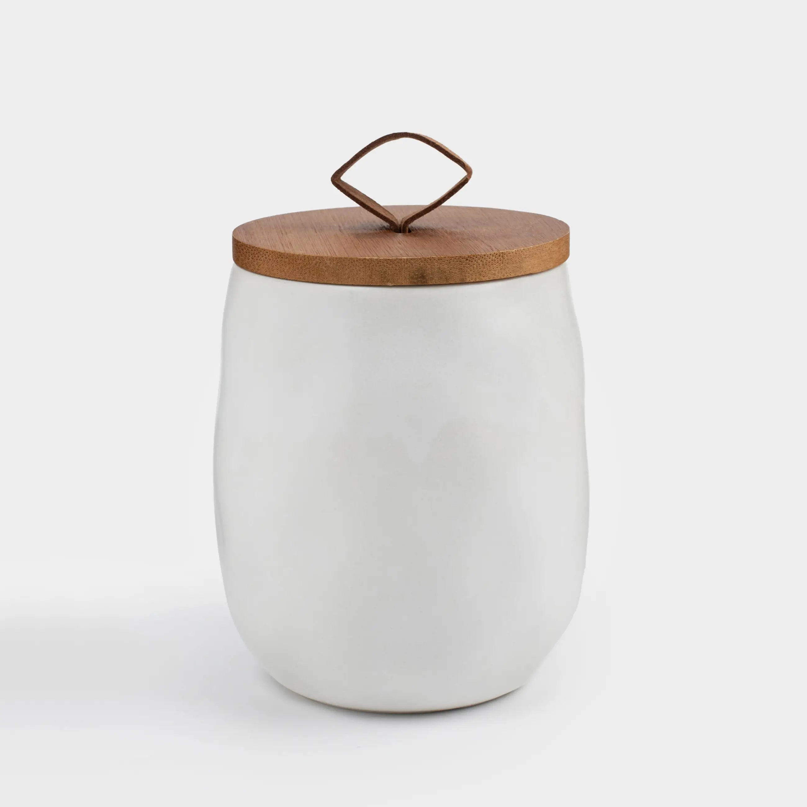 Bathroom box, 11 cm, ceramic/bamboo, milk, Diza