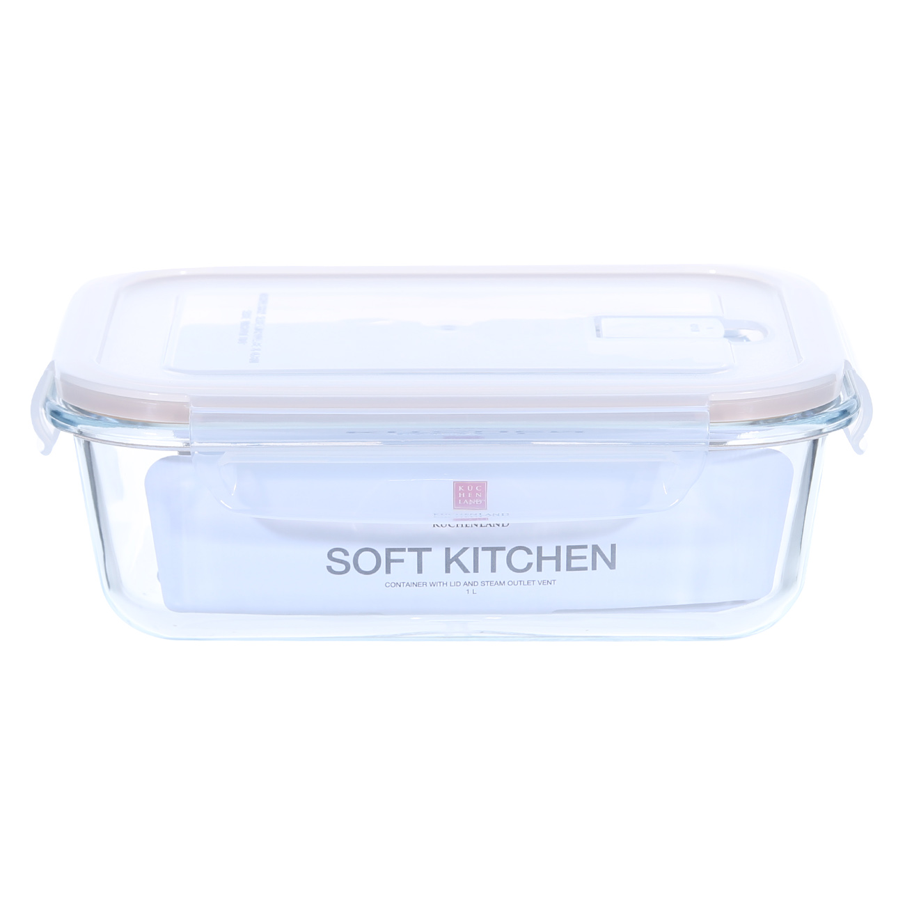 Container, 1.5 l, with clips, with valve, glass T, rectangular, Soft kitchen