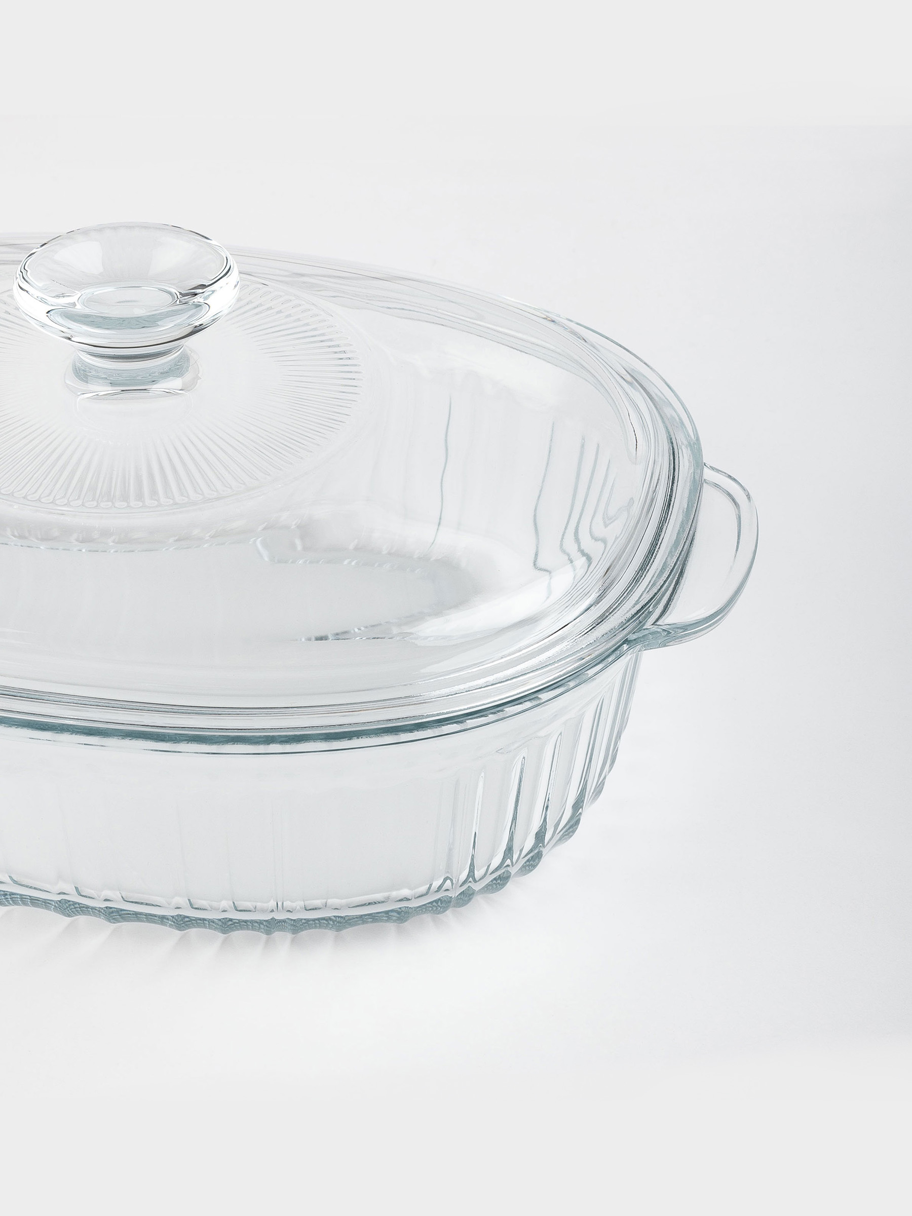Baking dish, 27x19 cm, 1.8 L, with lid, glass T, Oval, Cook ribbed, image-2