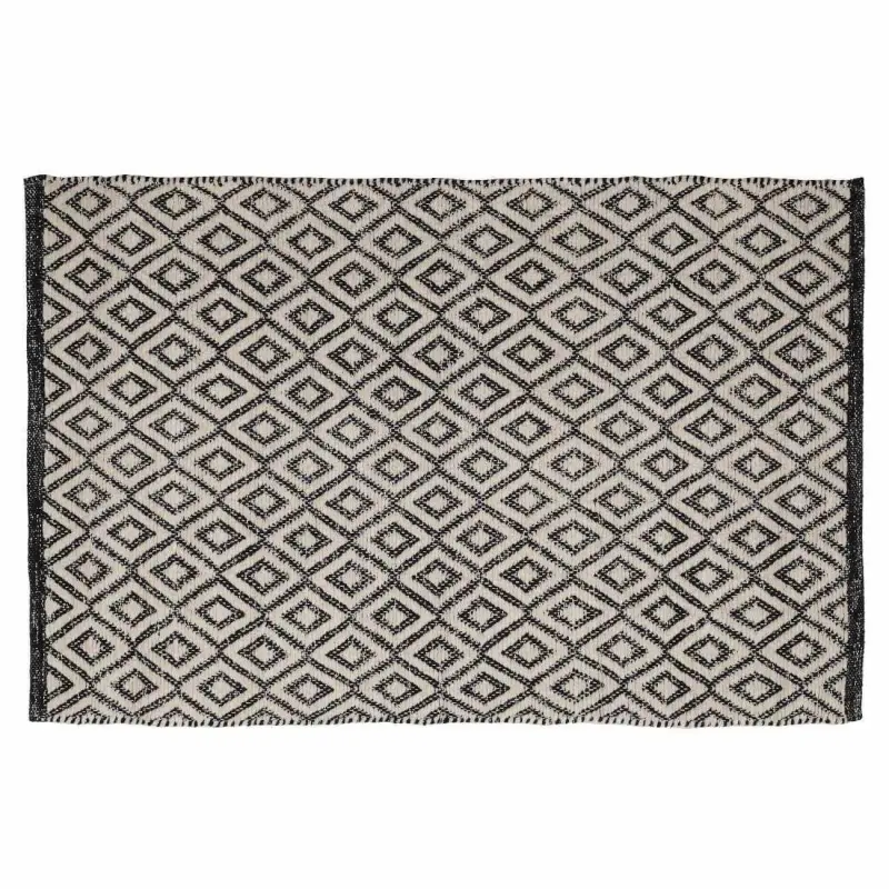 Mat, 65x100 cm, cotton / lurex, beige-black, Lozenges with lurex, Shiny threads