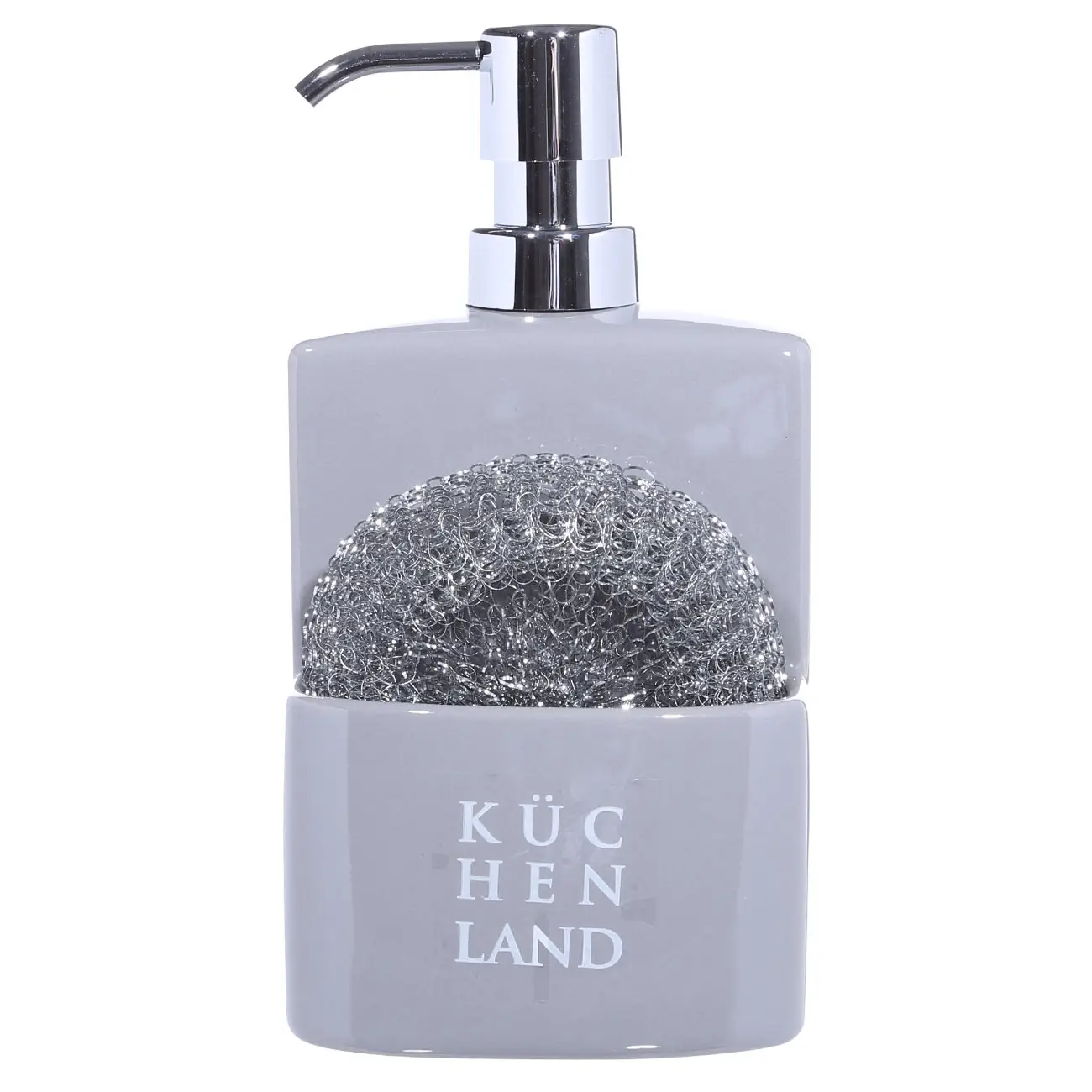 Detergent dispenser, 450 ml, organizer, with sponge, Ceramic, gray, Keeping
