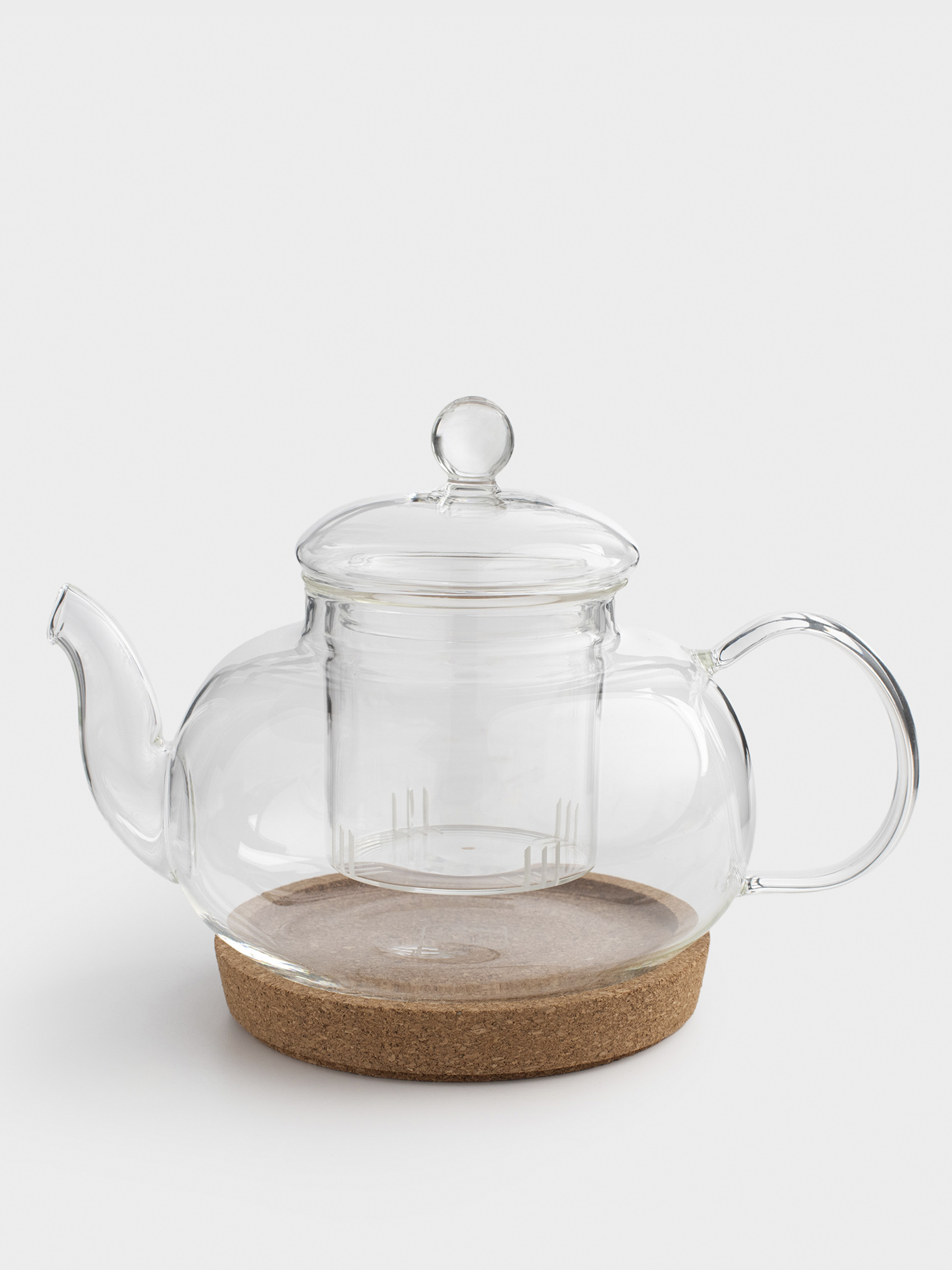 Teapot, 800 ml, on a stand, glass B / cork, Clear cork, image-0