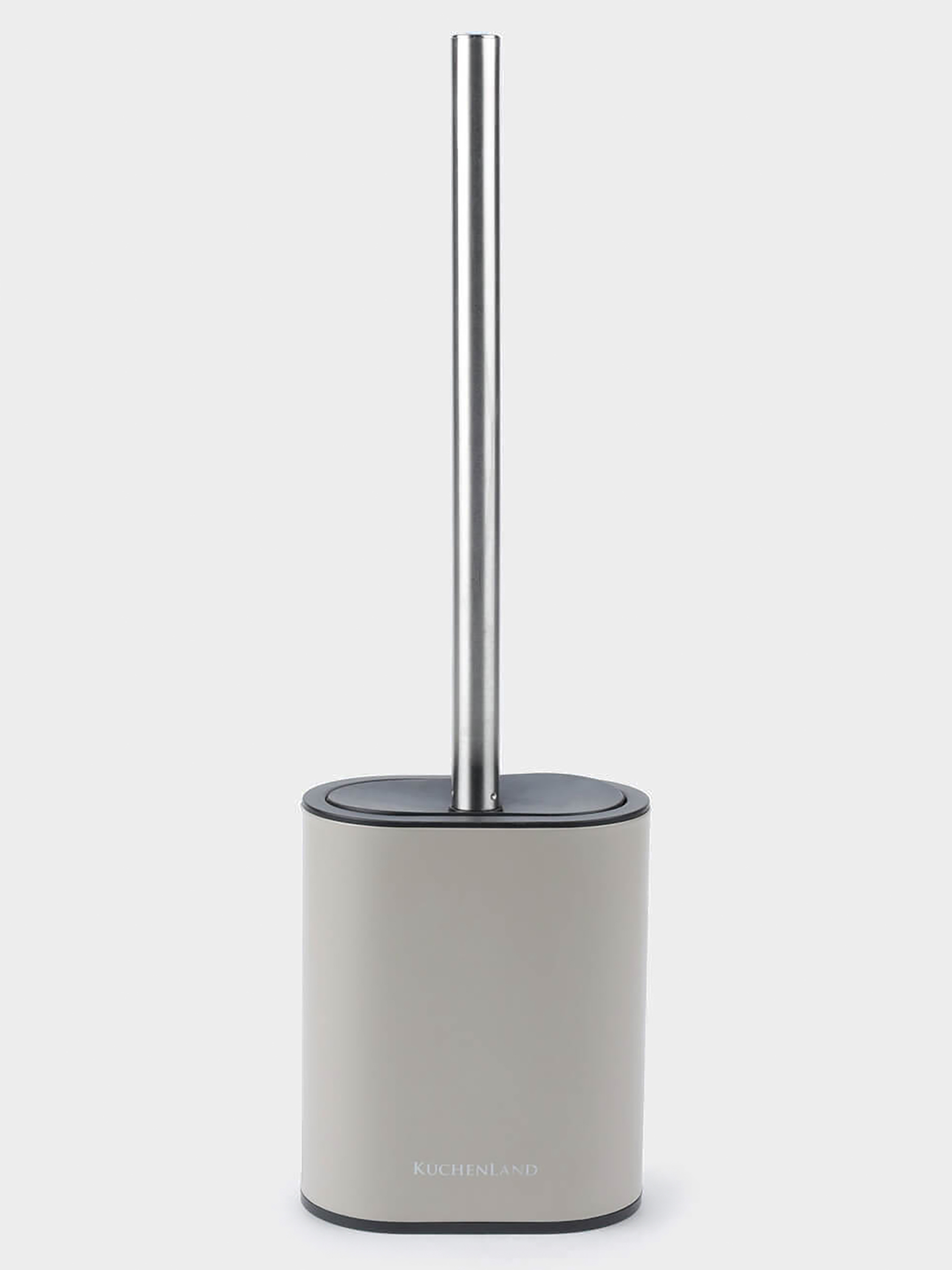 Toilet brush, 41 cm, with stand, rubber / steel, beige-gray, Giza
