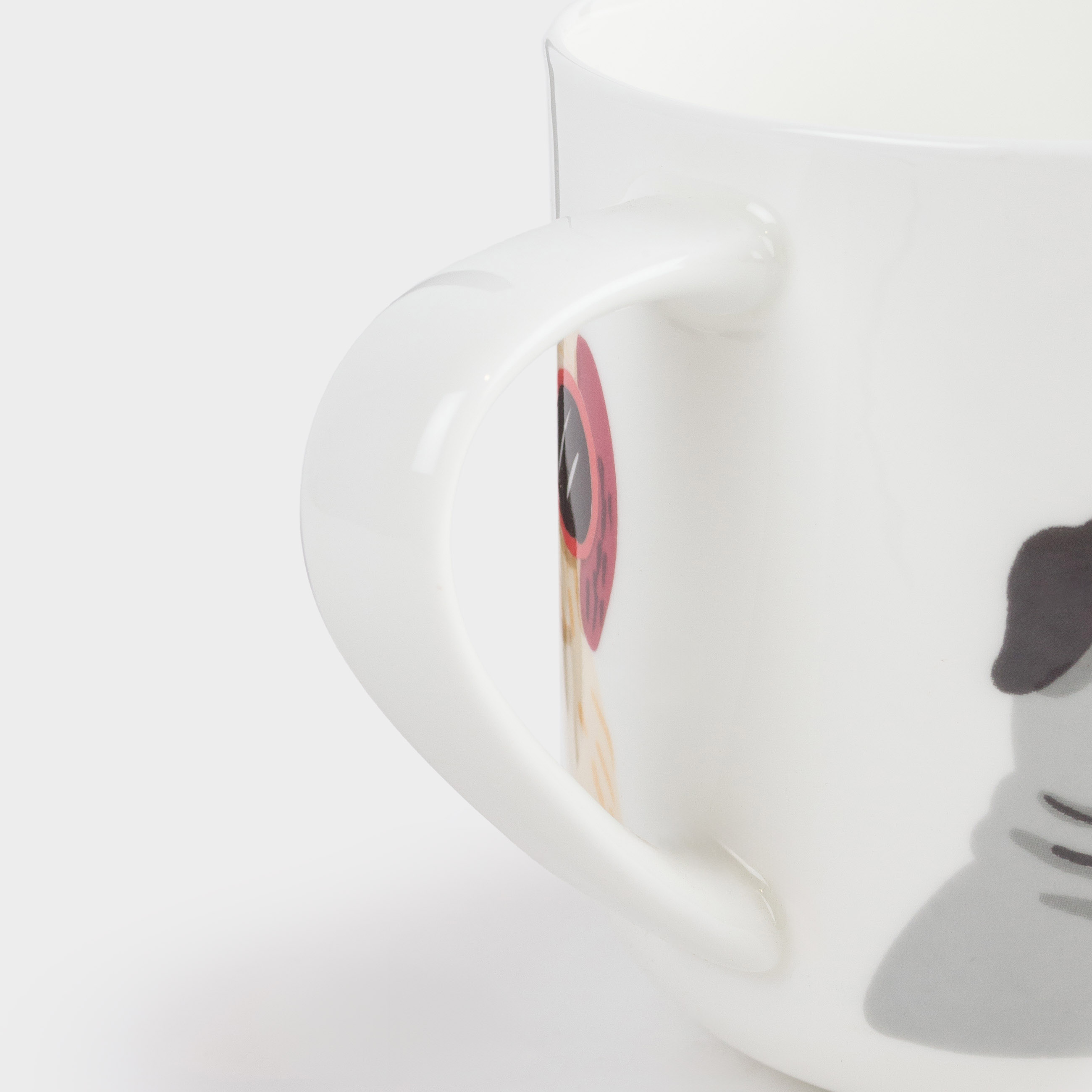 Mug, 500 ml, Porcelain F, White, Dogs with glasses, Dog, image-2
