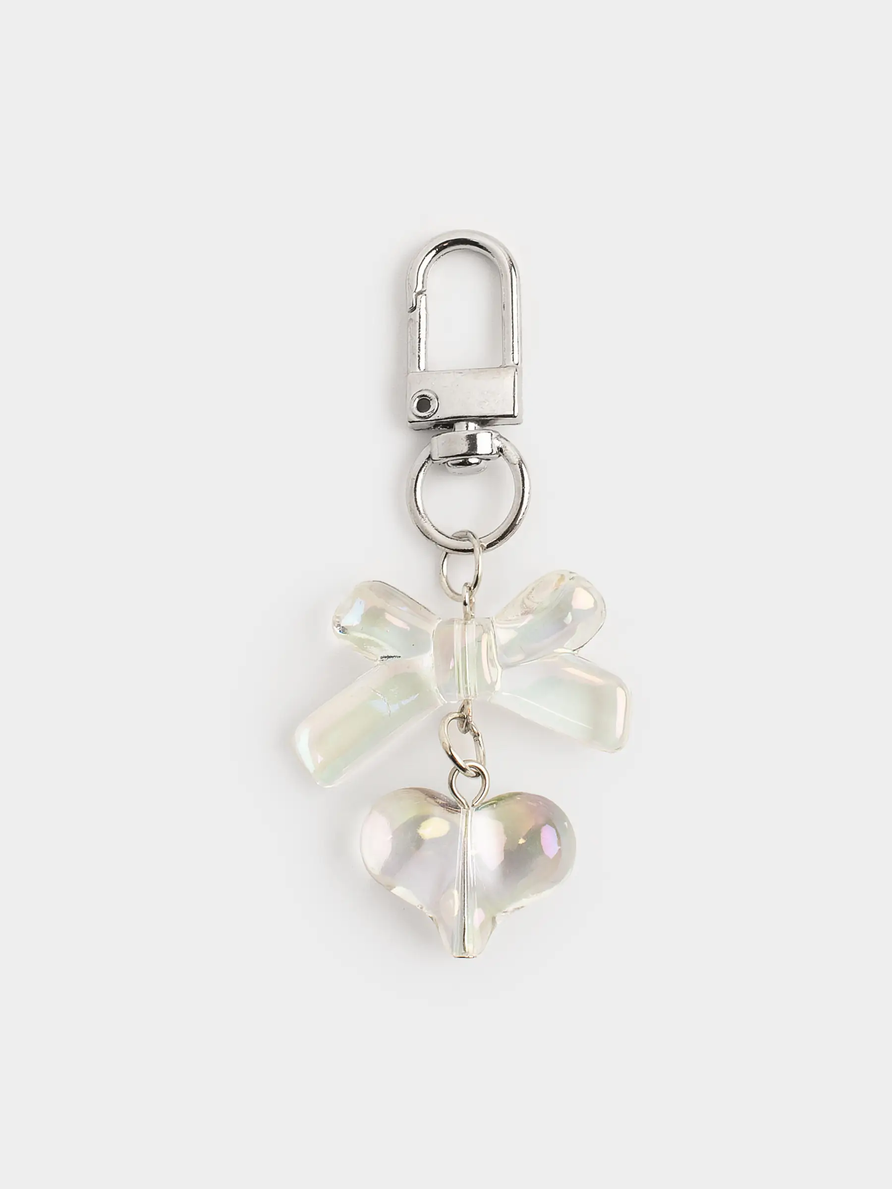 Keychain, 8 cm, acrylic/metal, mother-of-pearl, Heart, Keychain polar, image-0