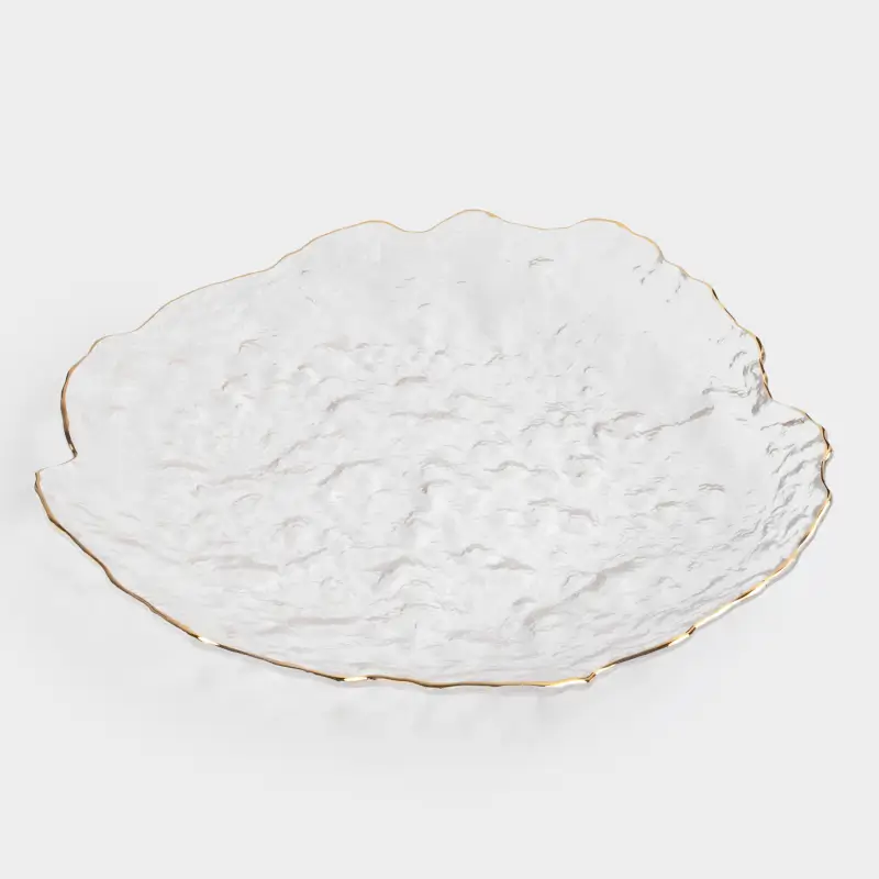Dish, 30 cm, glass, with golden edging, Nautilus gold ,image-0