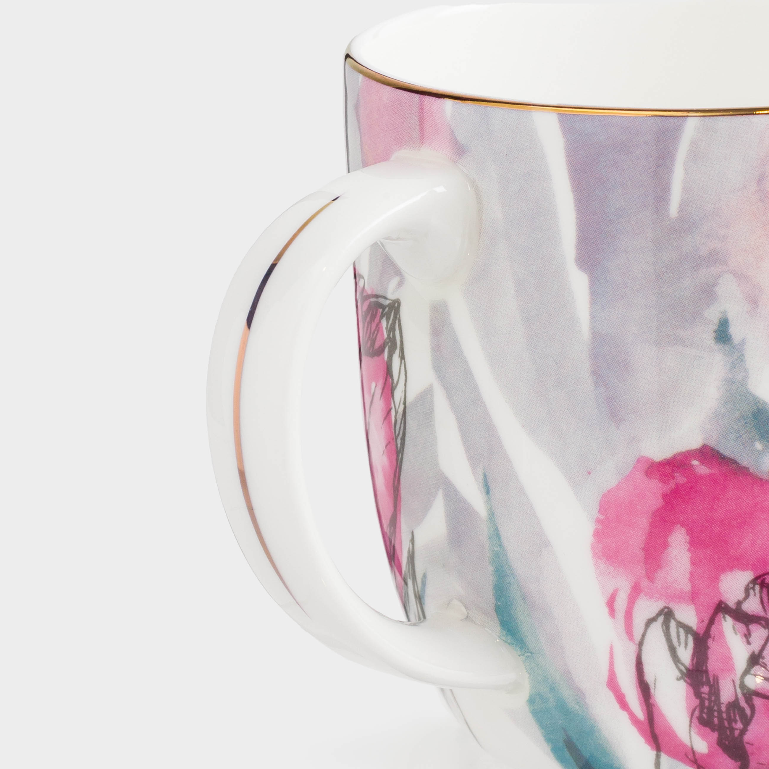 Mug, 370 ml, porcelain F, with golden edging, Tulips, Tulip garden, image-2