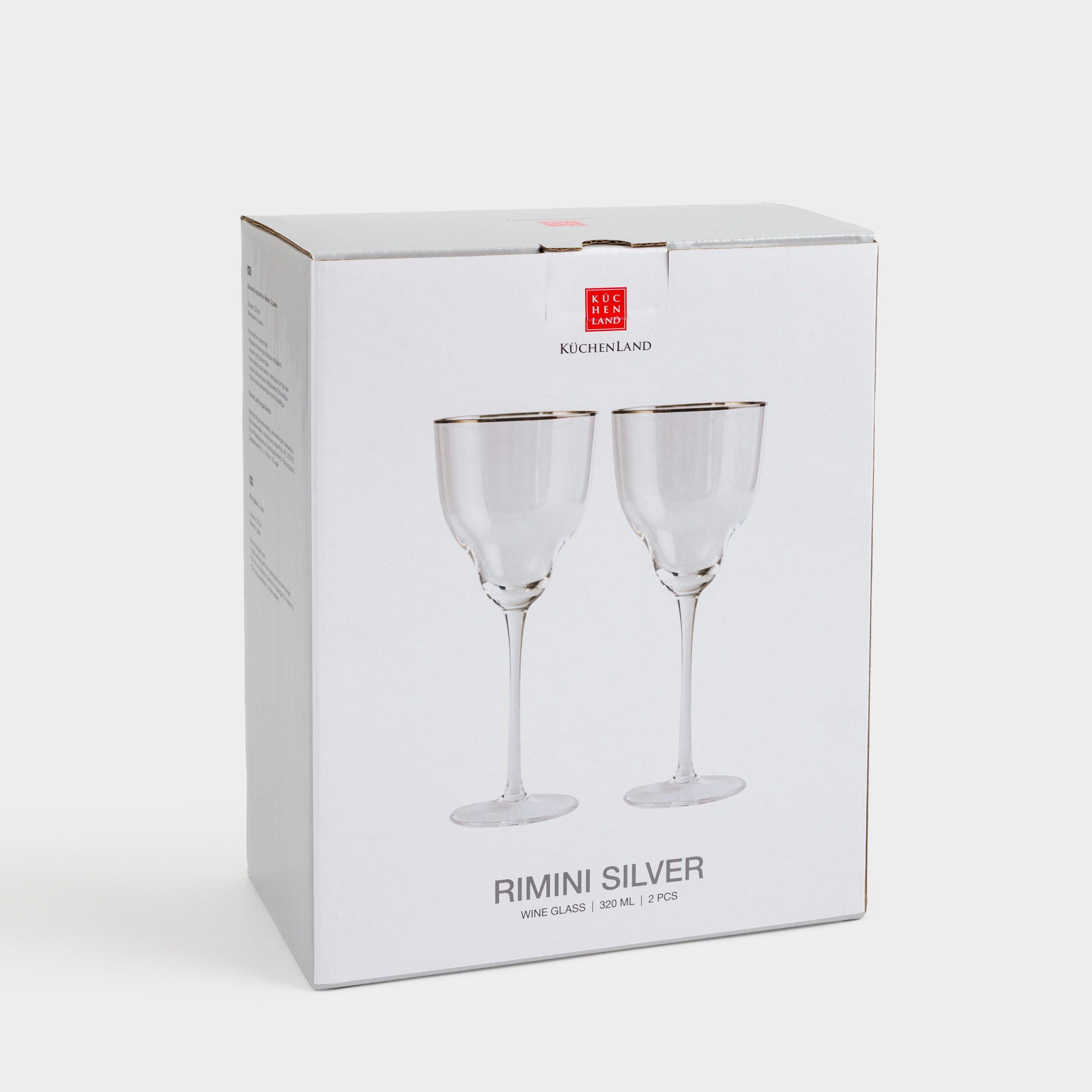 Wine glass, 320 ml, 2 pcs, glass, with silver edging, Rimini silver, image-6