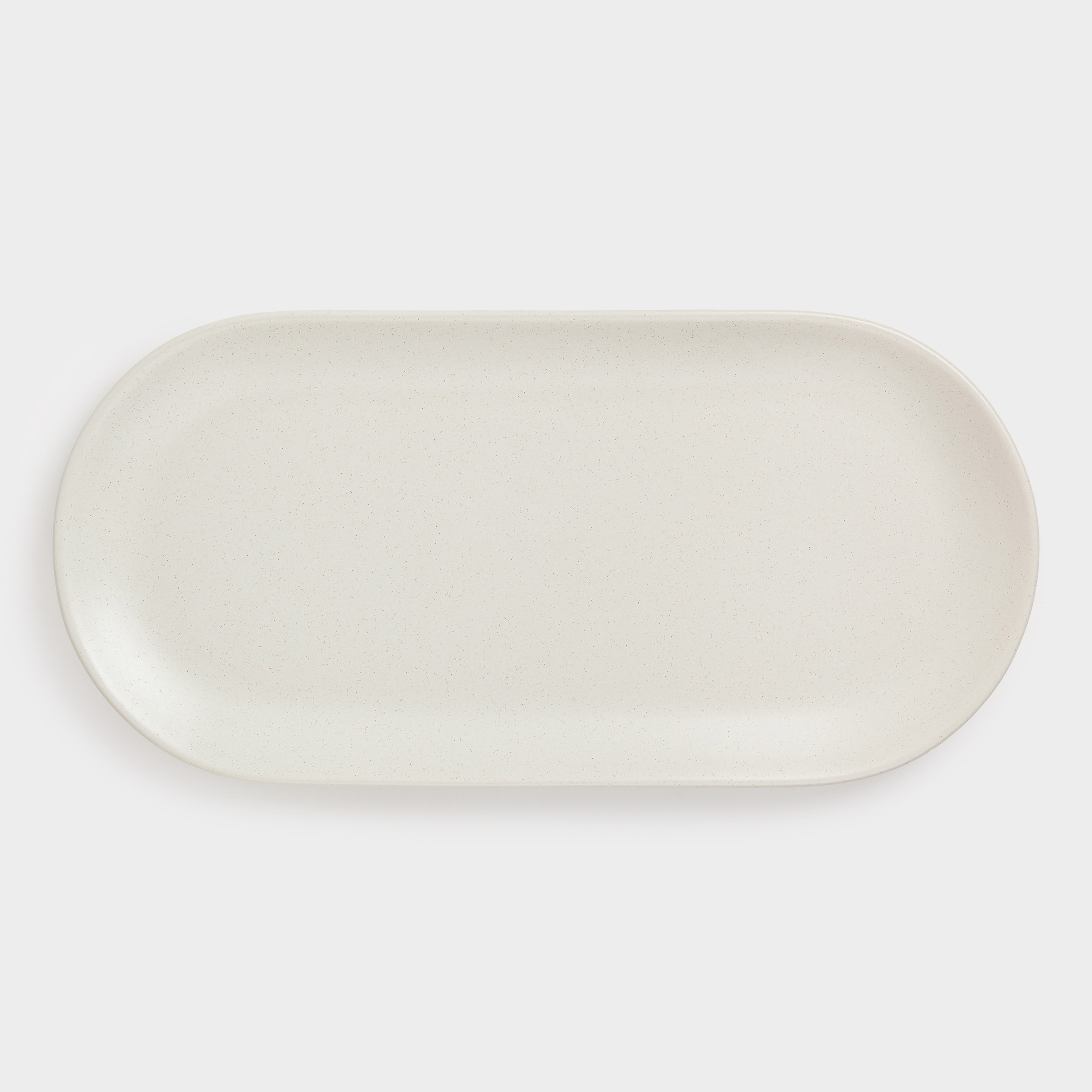 Dish, 37x18 cm, ceramic, oval, milk, speckled, Particle
