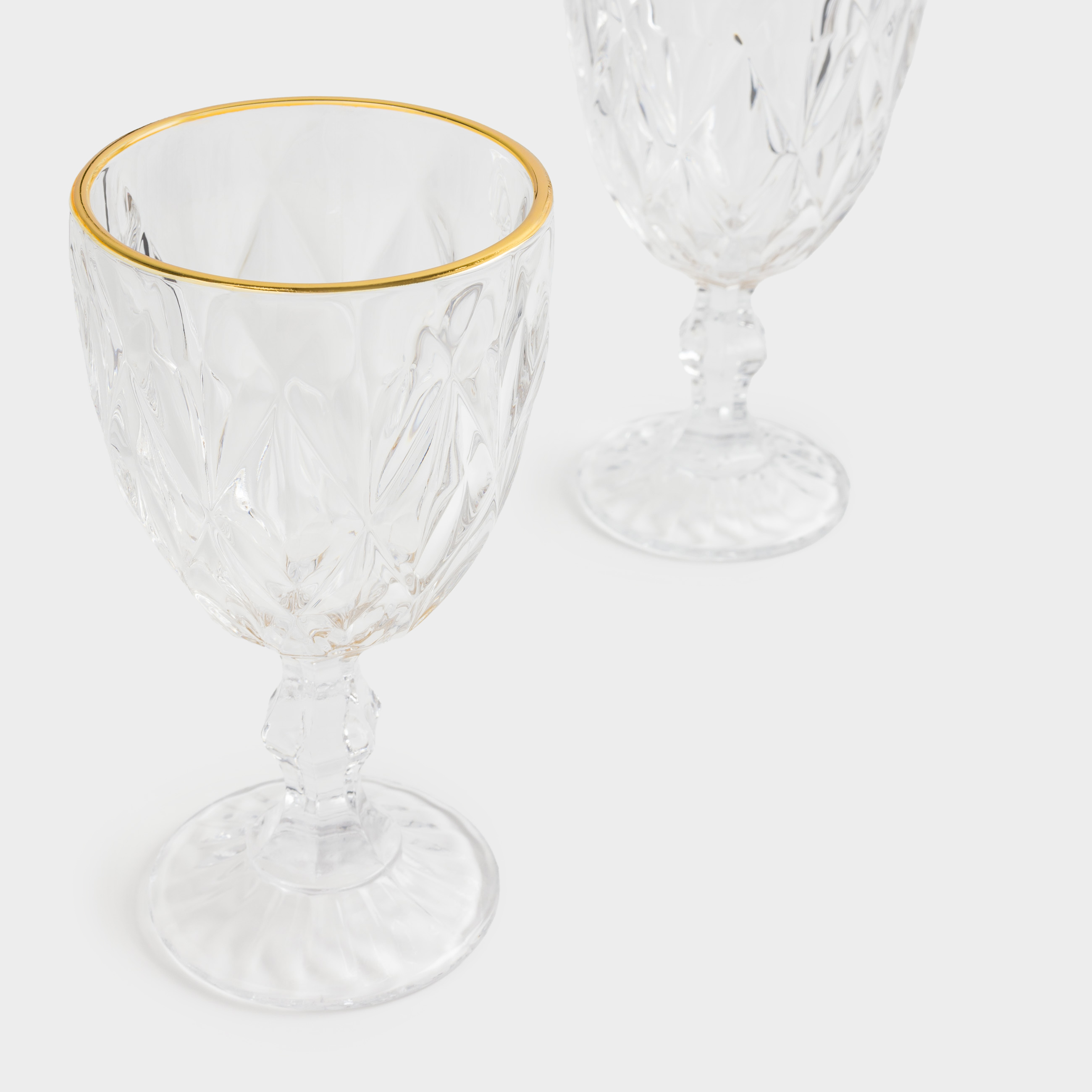 Wine glass, 300 ml, 6 pcs, glass R, with golden edging, Rhomb gold