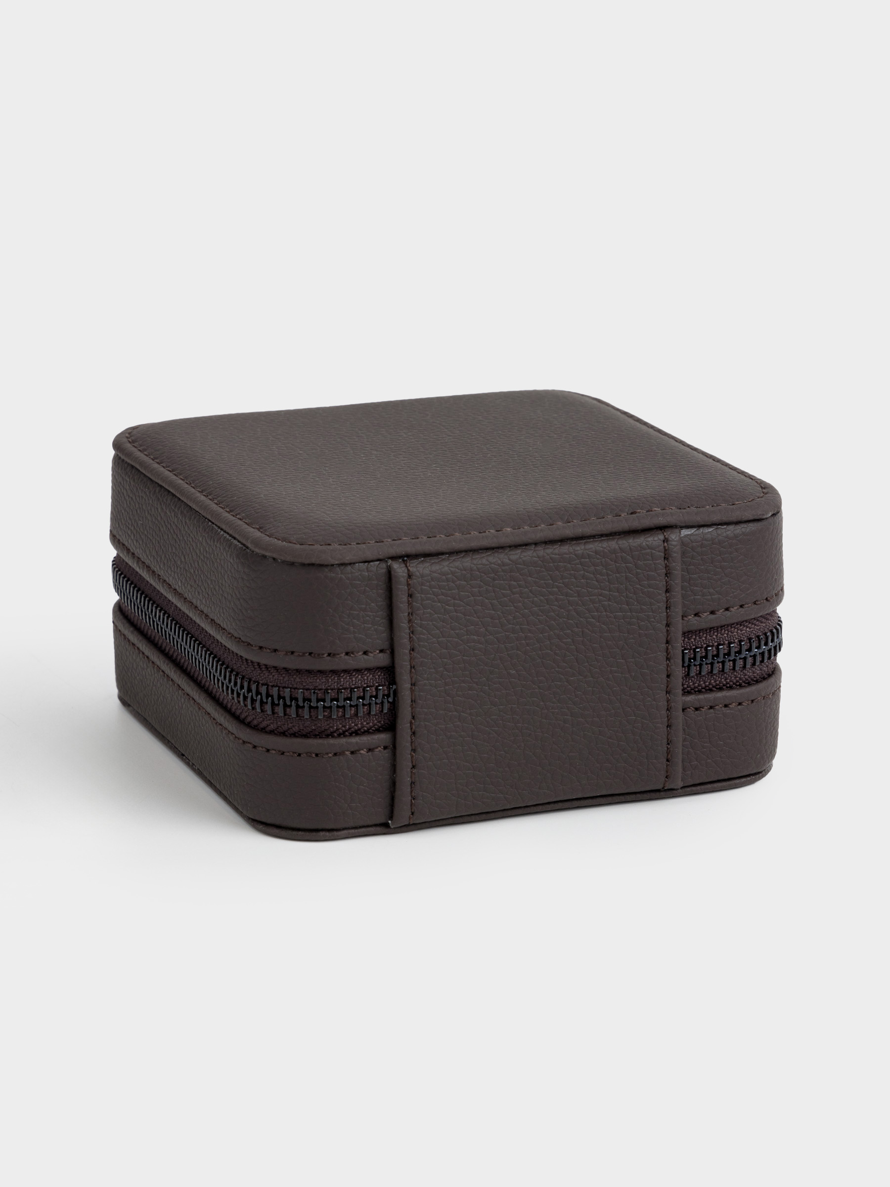 Jewelry box, 12x12 cm, with mirror, PU leather / MDF, brown, Premiere small, image-2