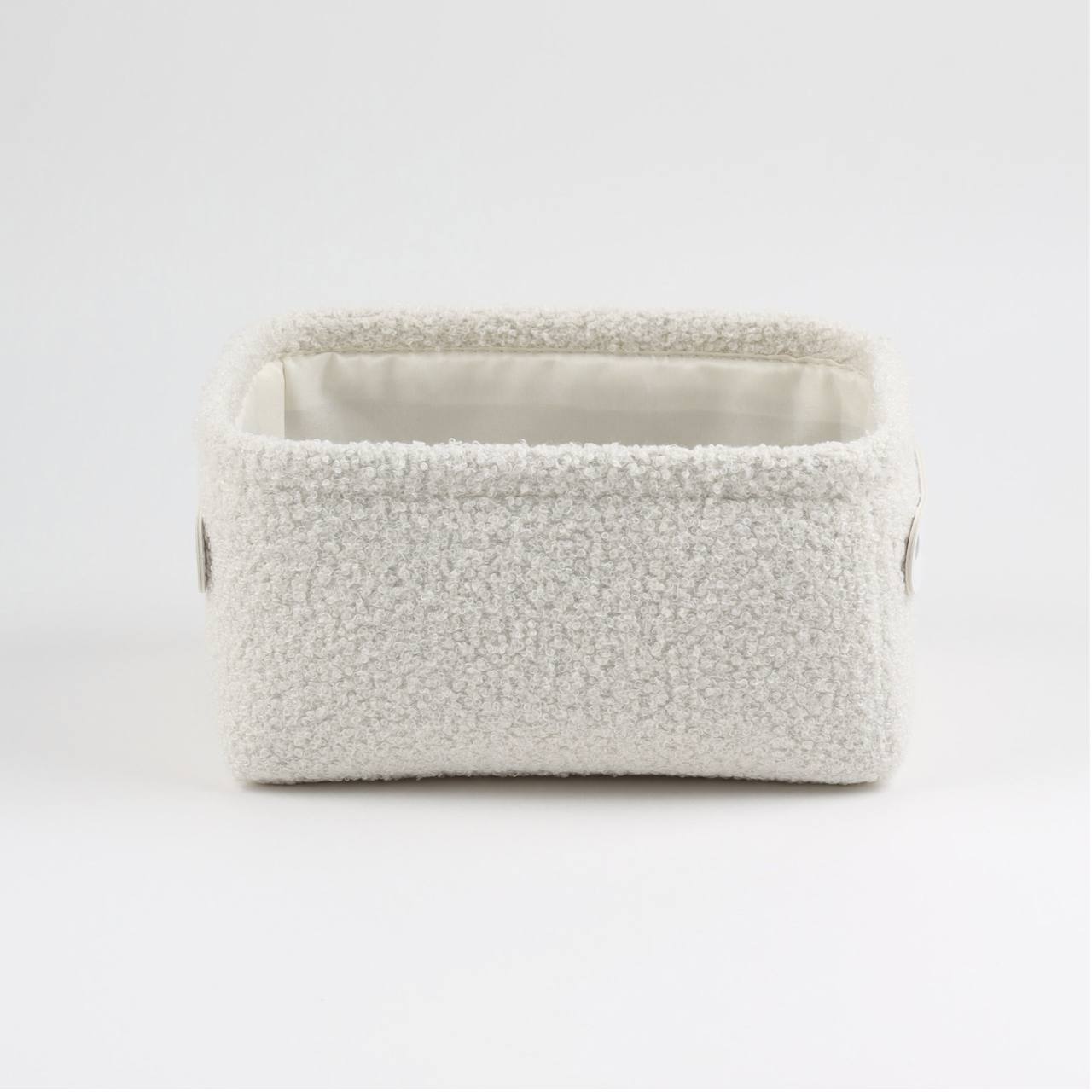 Storage basket, 20x15x10 cm, with handles, boucle, rectangular, milk, Boucle, image-0