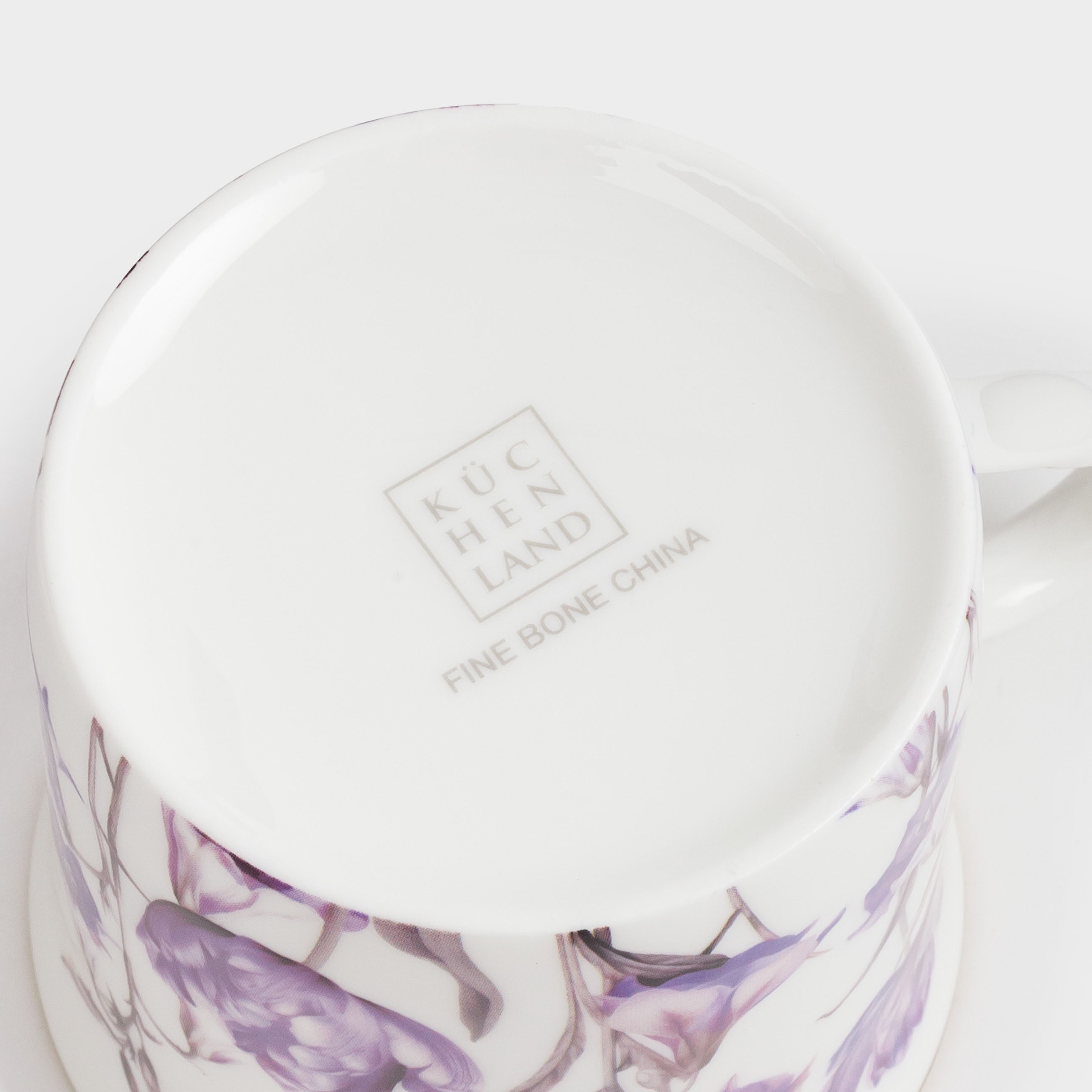 Mug, 330 ml, porcelain F, with golden edging, Purple flowers, Bloome, image-3
