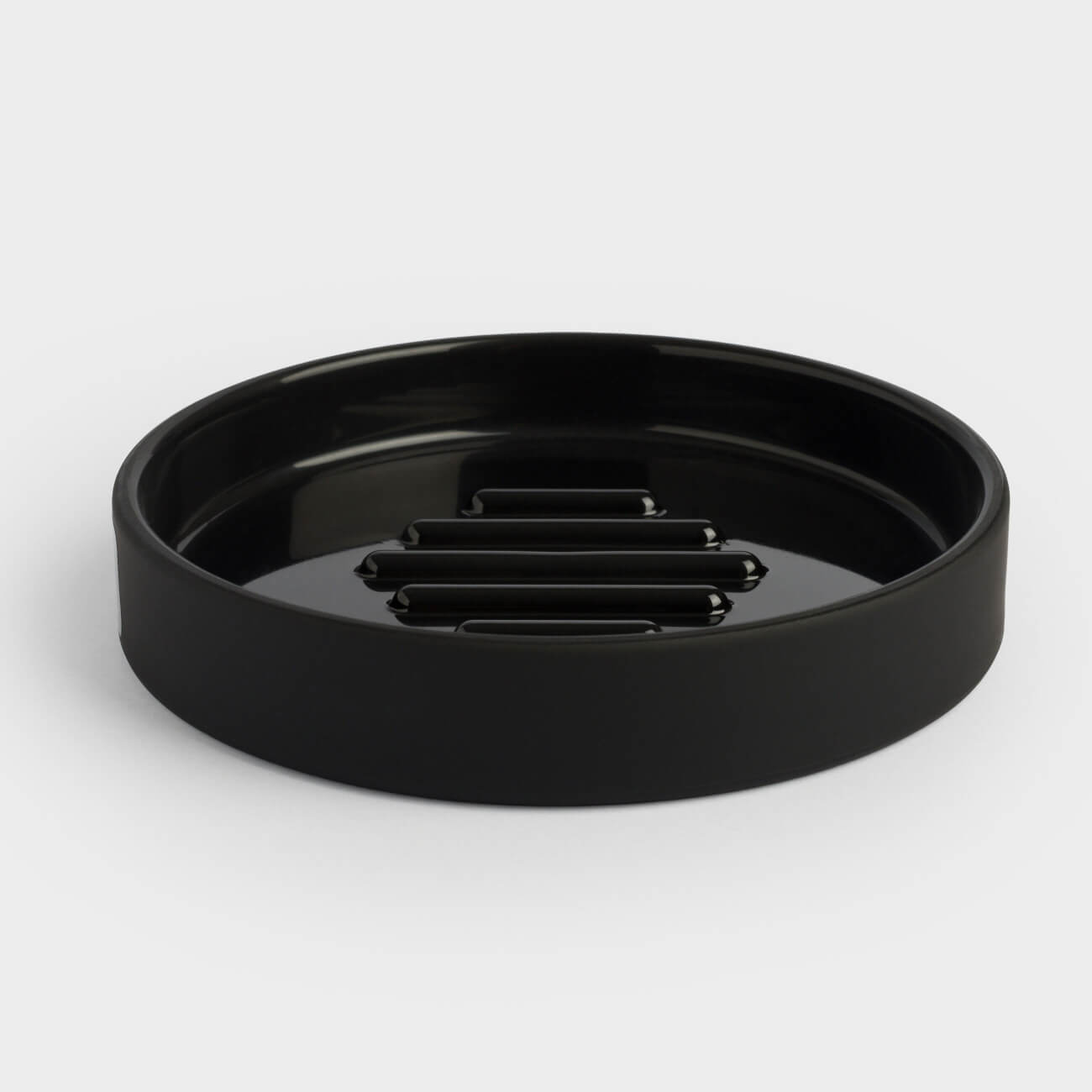 Soap dish, 12x12 cm, plastic, round, black, Loft style