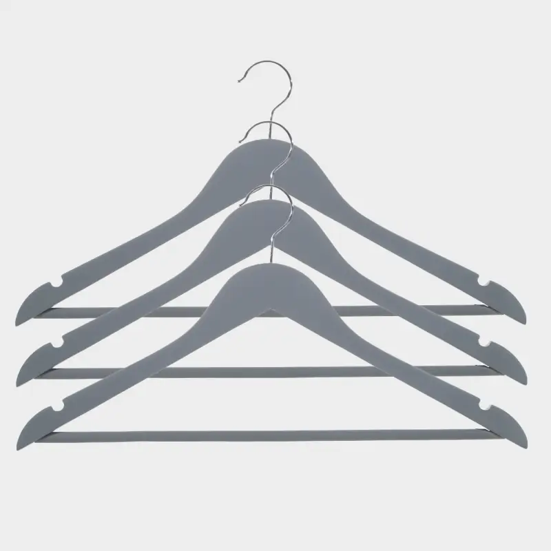 Hanger, 44 cm, 3 pieces, wood, gray, Wooden house
