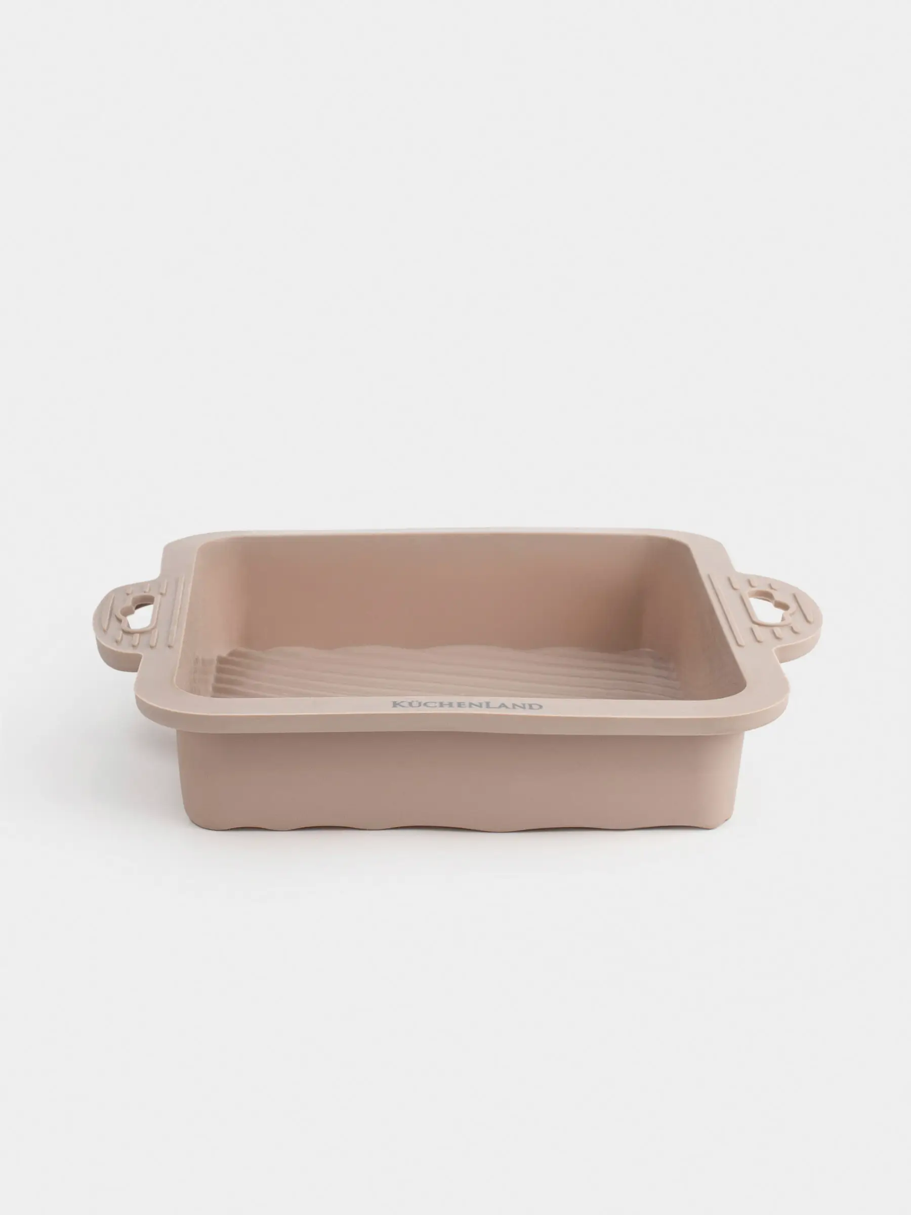 Baking dish, 22x18 cm, with handles, silicone, square, gray-brown, Bakery