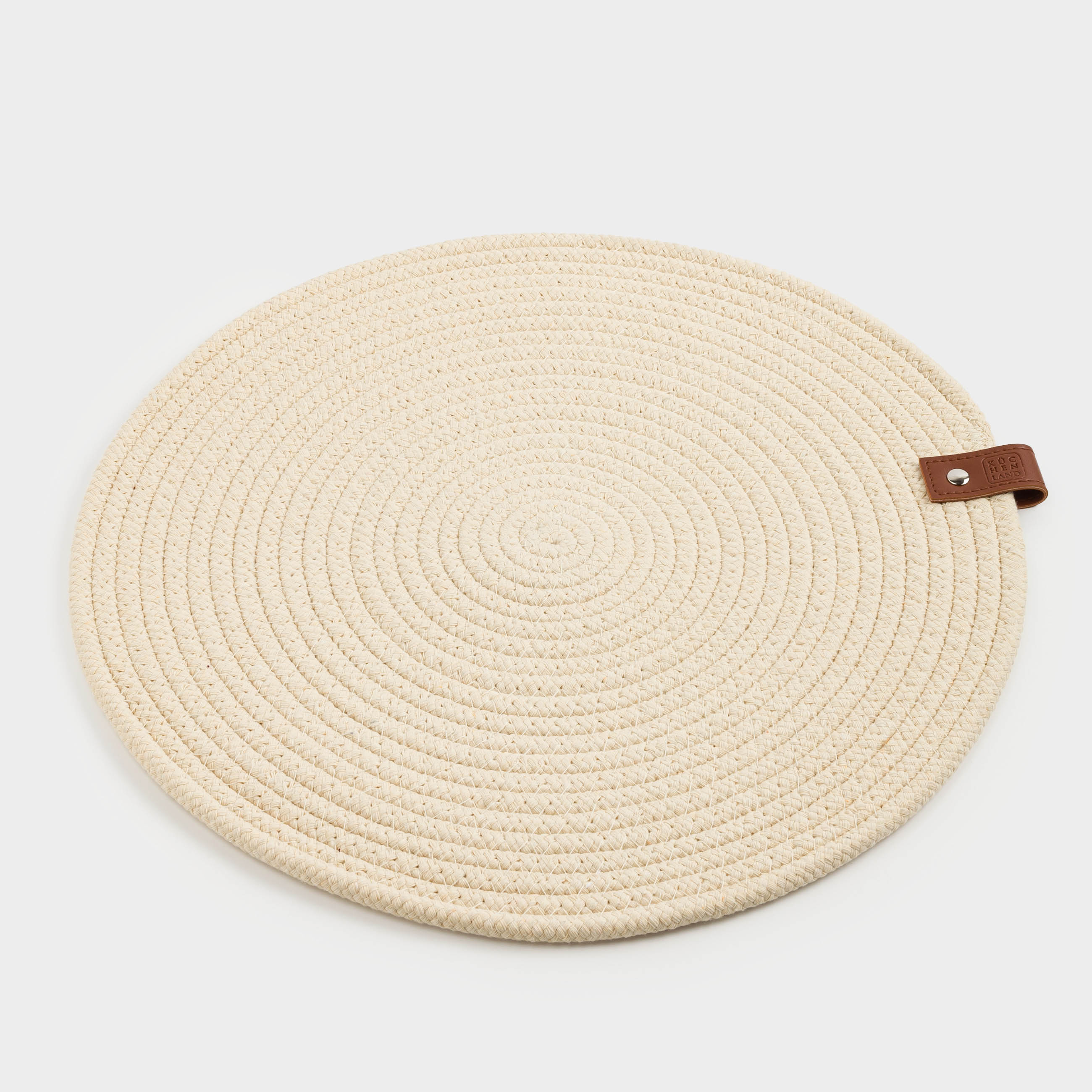 Placemat, 38 cm, polyester / cotton, round, beige, Swivel