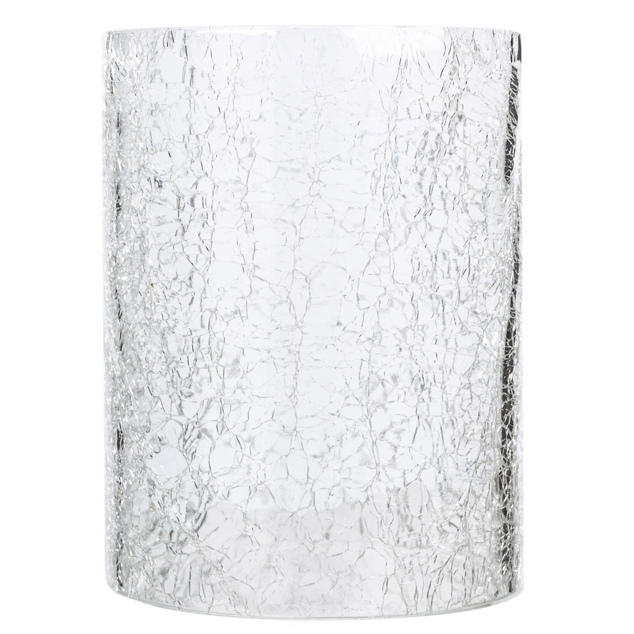 Candle holder, 26 cm, on a leg, glass / metal, silver, Craquelure, Fantastic R