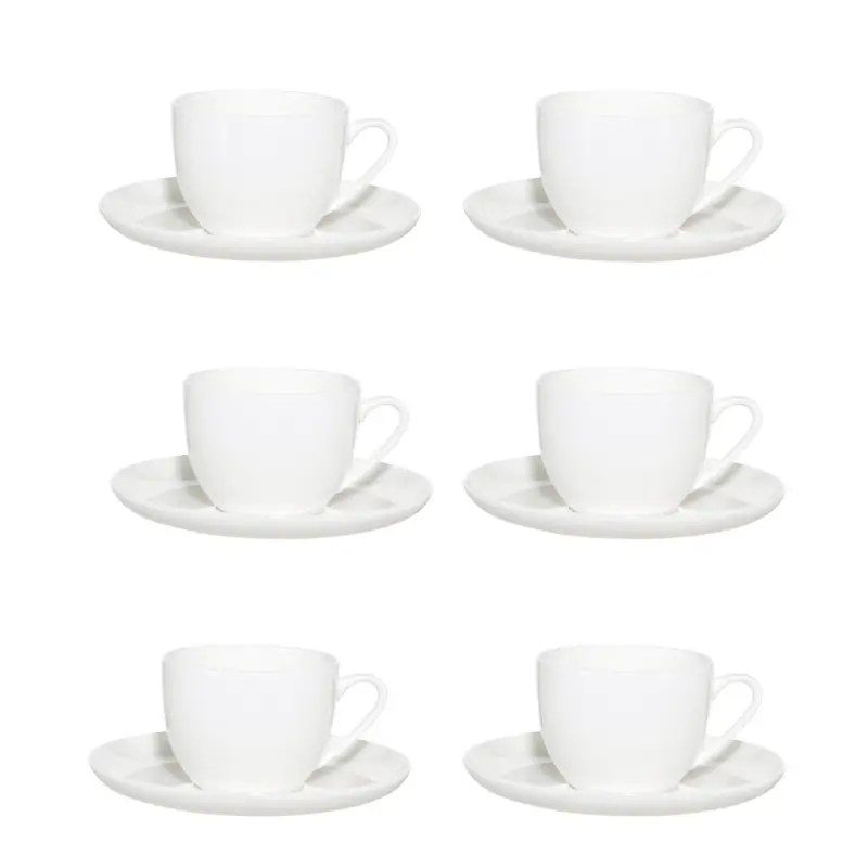 Tea pair, 6 pers, 12 pr, 250 ml, porcelain F, white, Ideal white