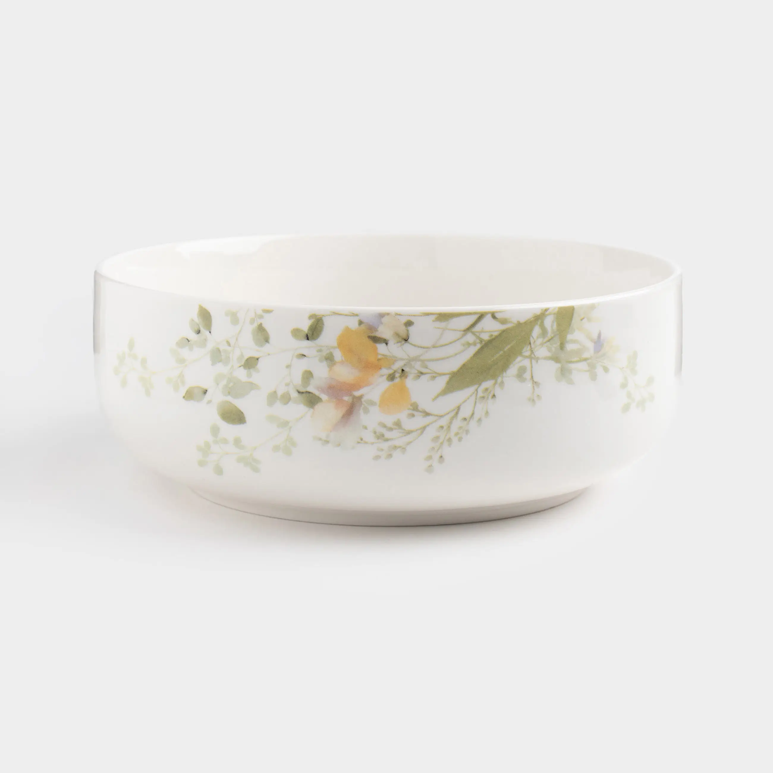Salad bowl, 16x6 cm, 700 ml, porcelain N, white, Flowers and leaves, Floreale