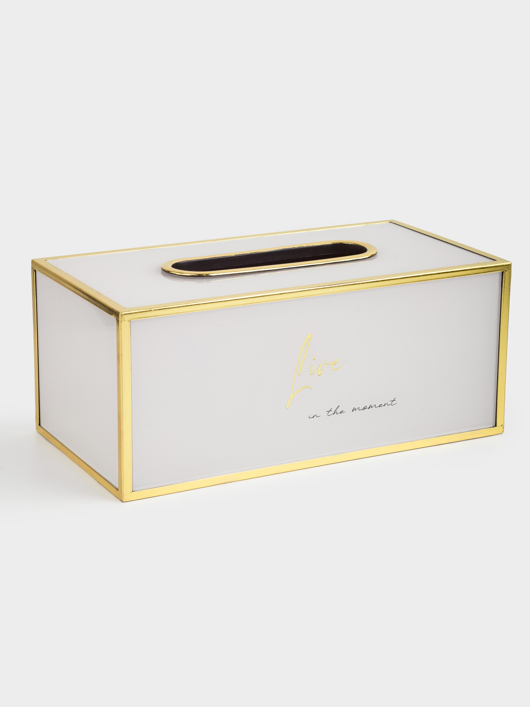 Paper napkin box, 24x13 cm, plastic / glass, milky gold, Live, Fardella, image-3