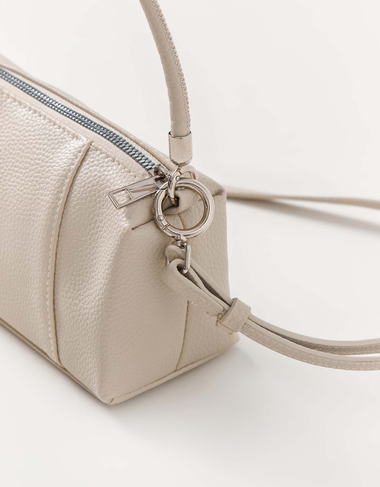 Women's bag, 20x11 cm, with handle, polyurethane, milky, Memo, image-4
