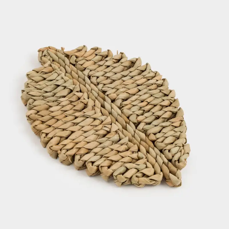 Coaster, 16x24 cm, cattail, curly, sand, leaf, Braided