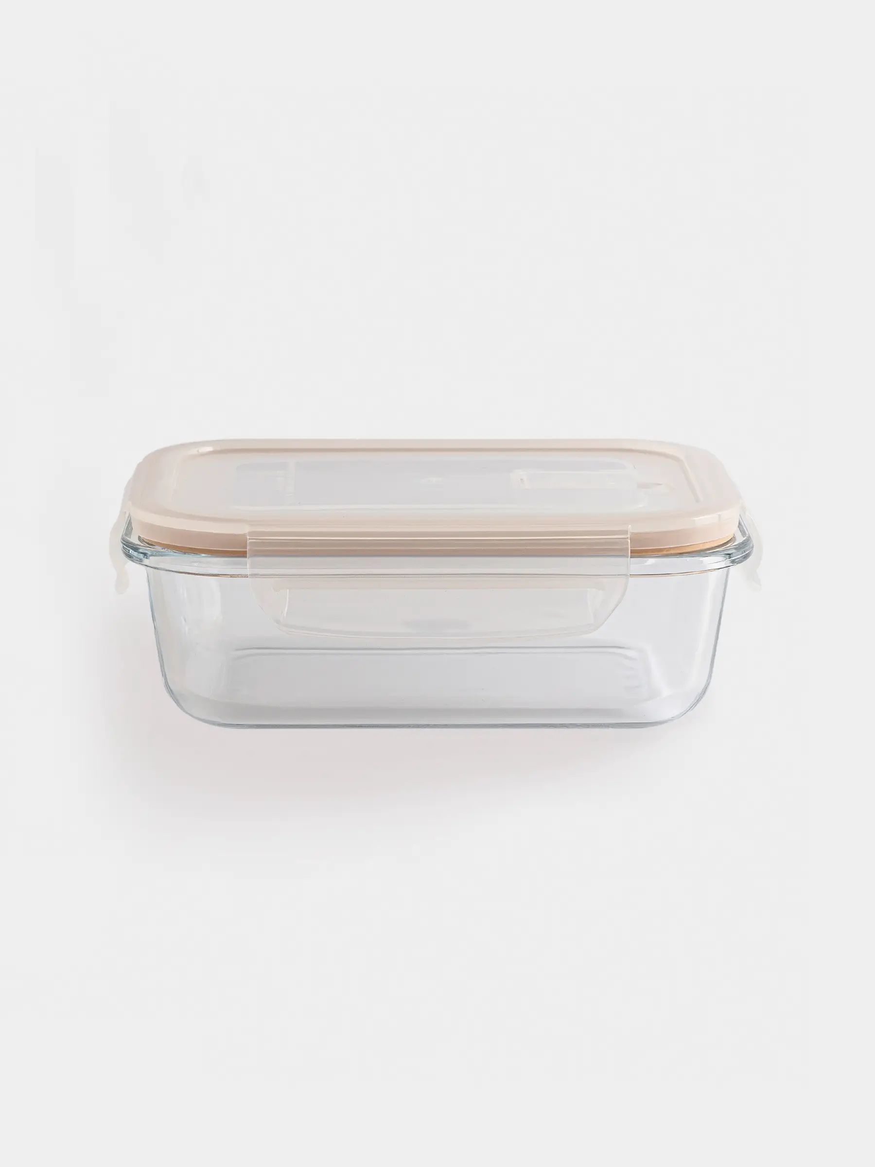 Container, 640 ml, with clips, with valve, glass T / plastic, rectangular, Soft kitchen