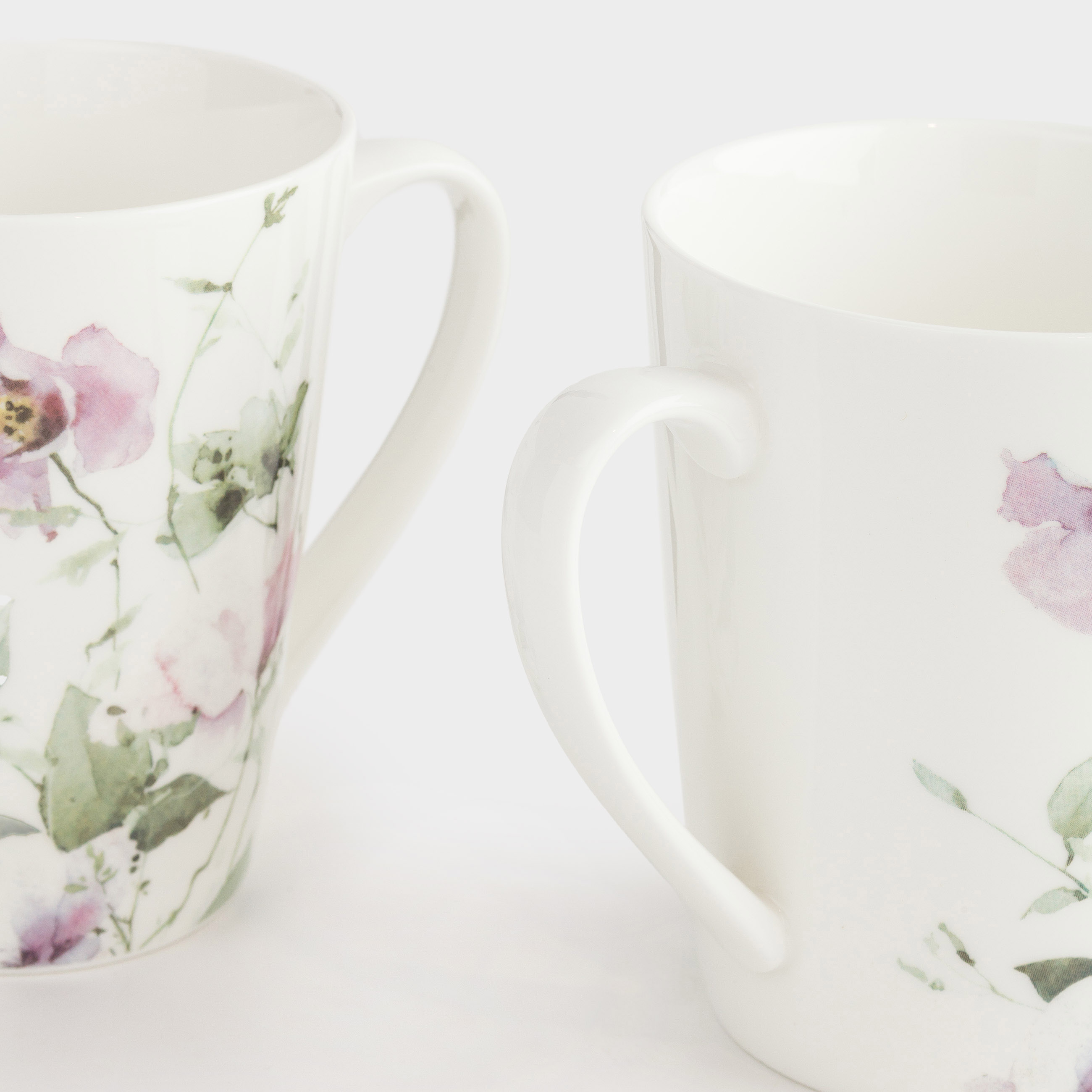 Mug, 420 ml, 2 pcs, porcelain N, white, Lilac flowers, Floret