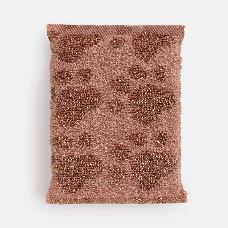 Sponge for washing dishes, 12x9 cm, double-stranded, polyester / foam rubber, bronze, Feet, Clean ,image-0
